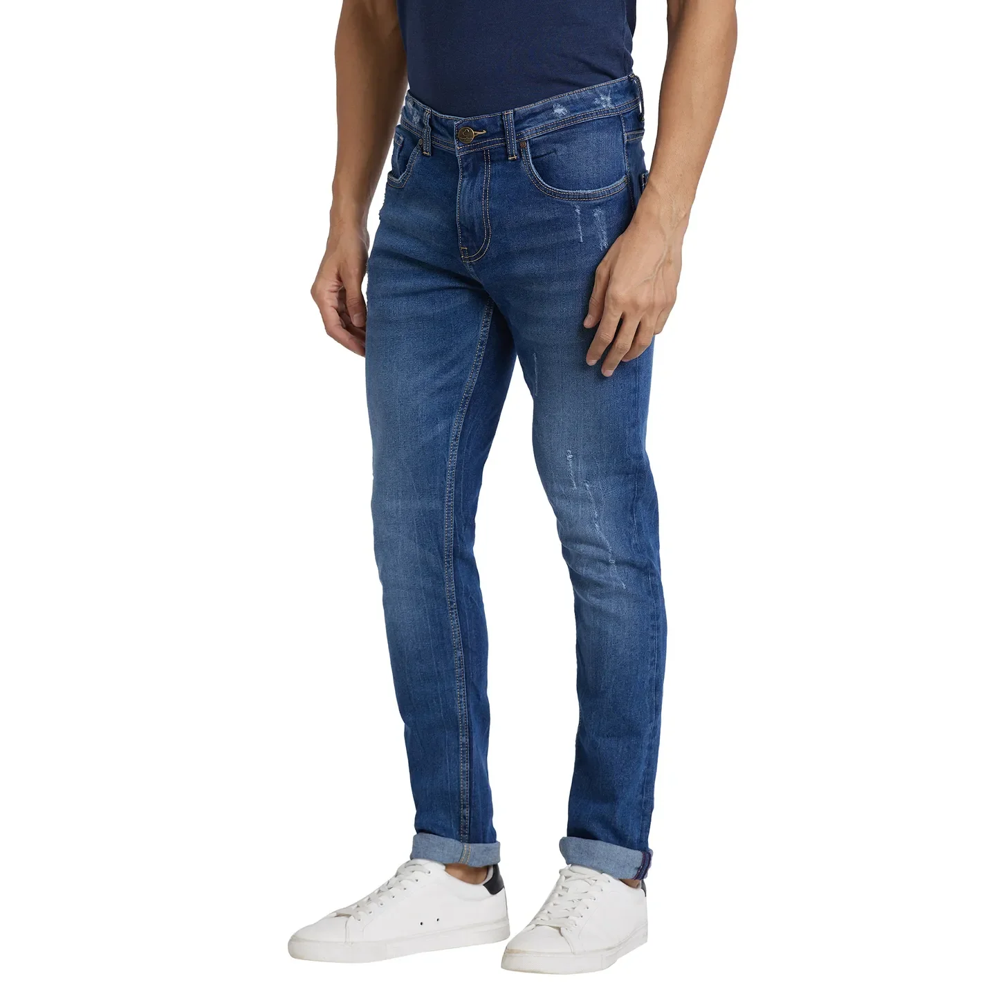 Blue Slim Straight Fit Men's Denims by Being Human Clothing - Image 2