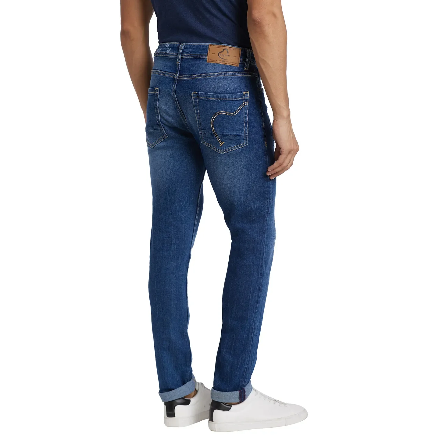 Blue Slim Straight Fit Men's Denims by Being Human Clothing - Image 3