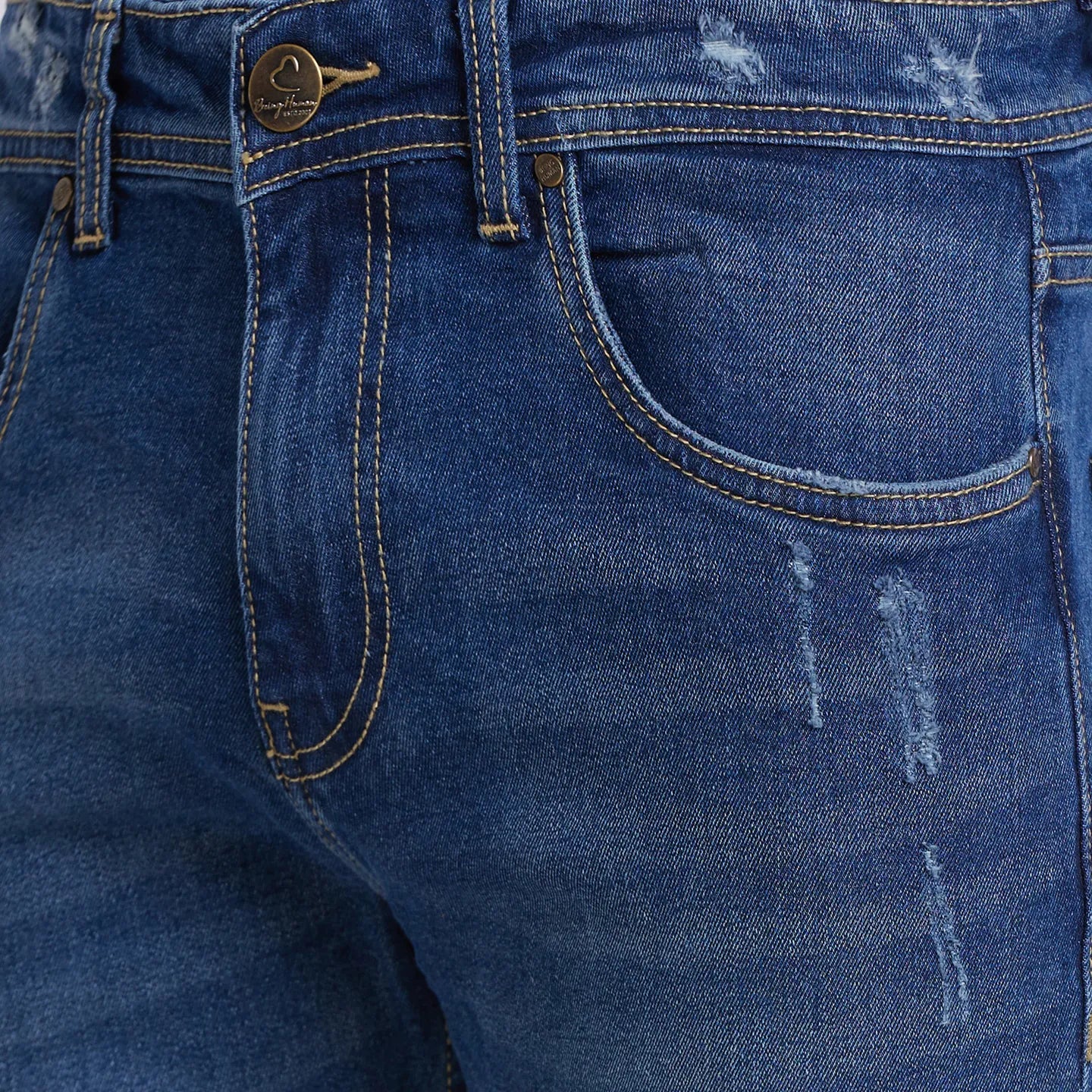 Blue Slim Straight Fit Men's Denims by Being Human Clothing - Image 4