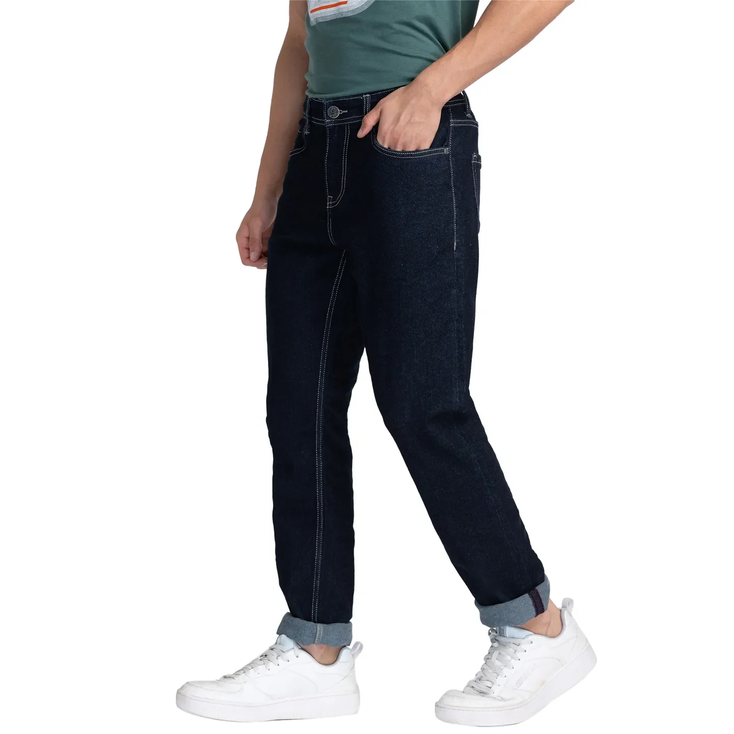 Blue Slim Straight Fit Men's Denims by Being Human Clothing - Image 4