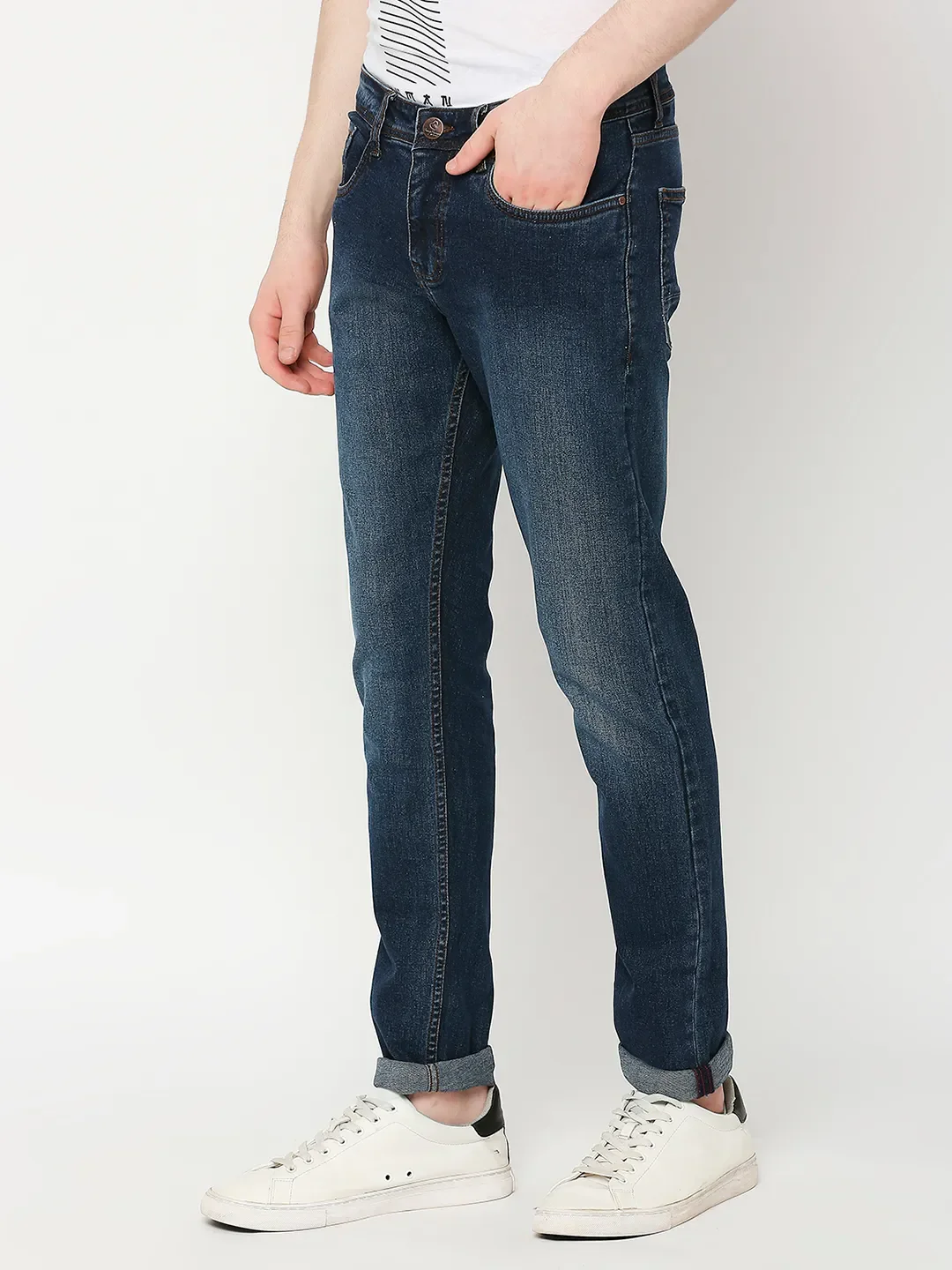 Blue Slim Straight Fit Men's Denims by Being Human Clothing - Image 2