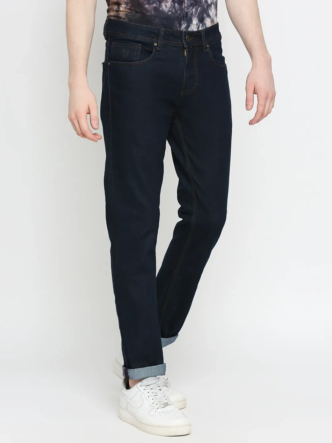Blue Slim Straight Fit Men's Denims by Being Human Clothing - Image 3