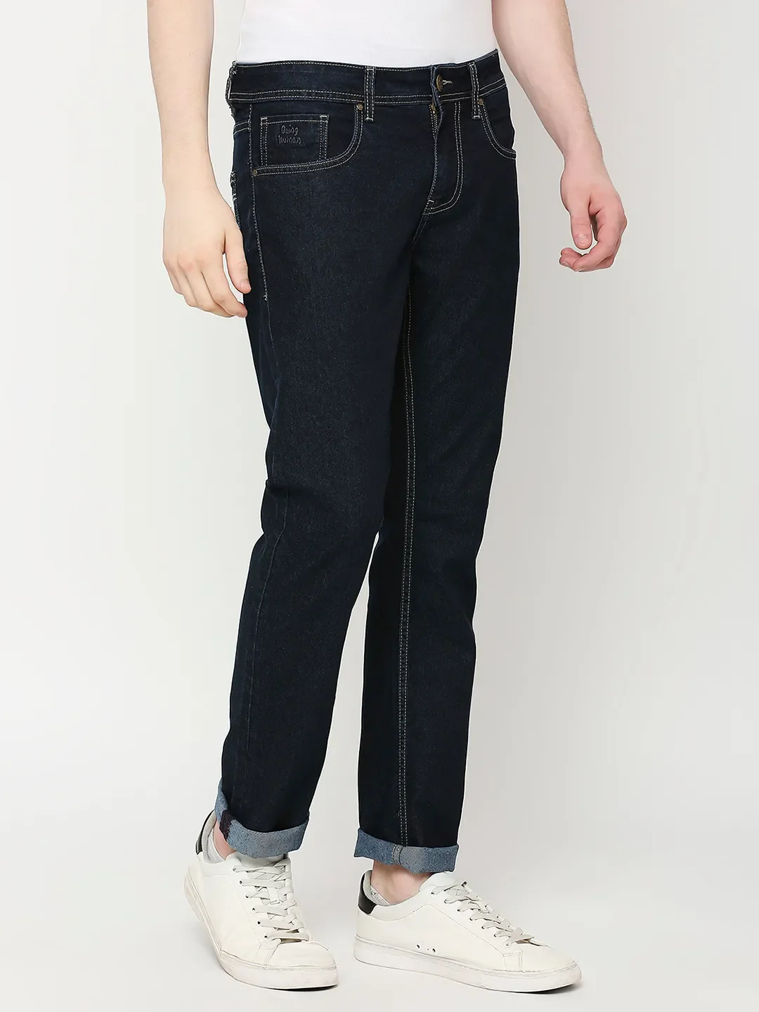 Blue Slim Straight Fit Men's Denims by Being Human Clothing - Image 3