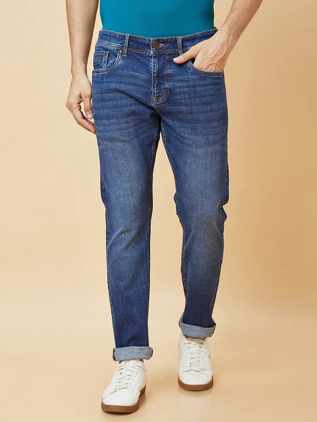 Blue Slim Straight Fit Men's Denims by Being Human Clothing
