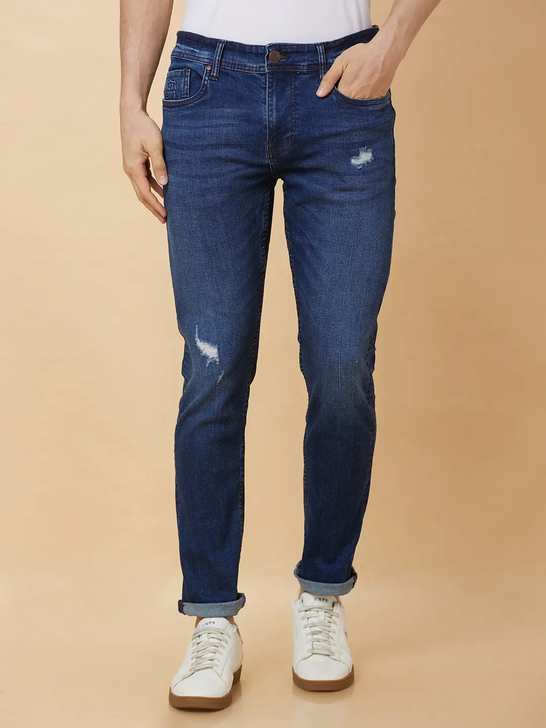 Blue Slim Straight Fit Men's Denims by Being Human Clothing