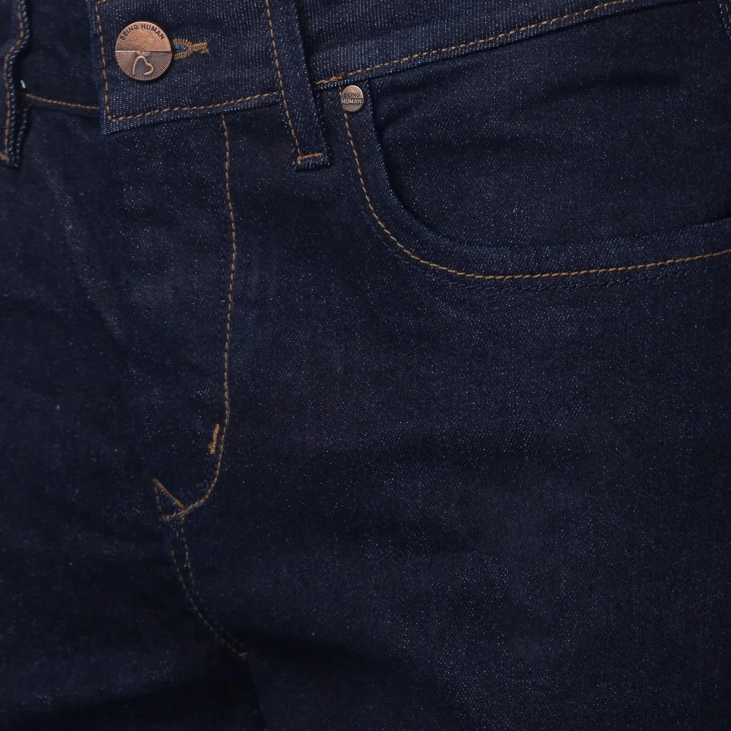 Blue Slim Straight Fit Men's Denims by Being Human Clothing - Image 4
