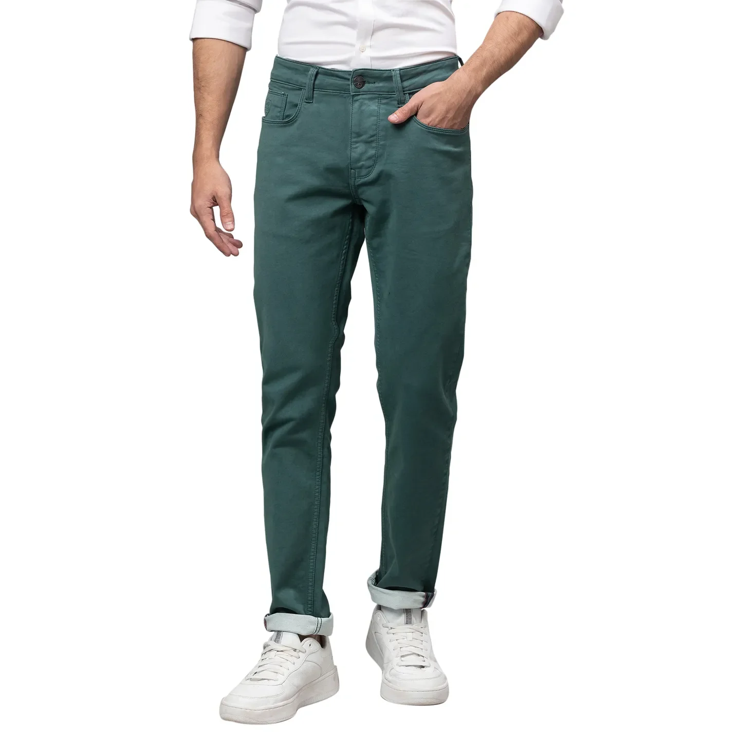 Green Slim Straight Fit Men's Denims by Being Human Clothing