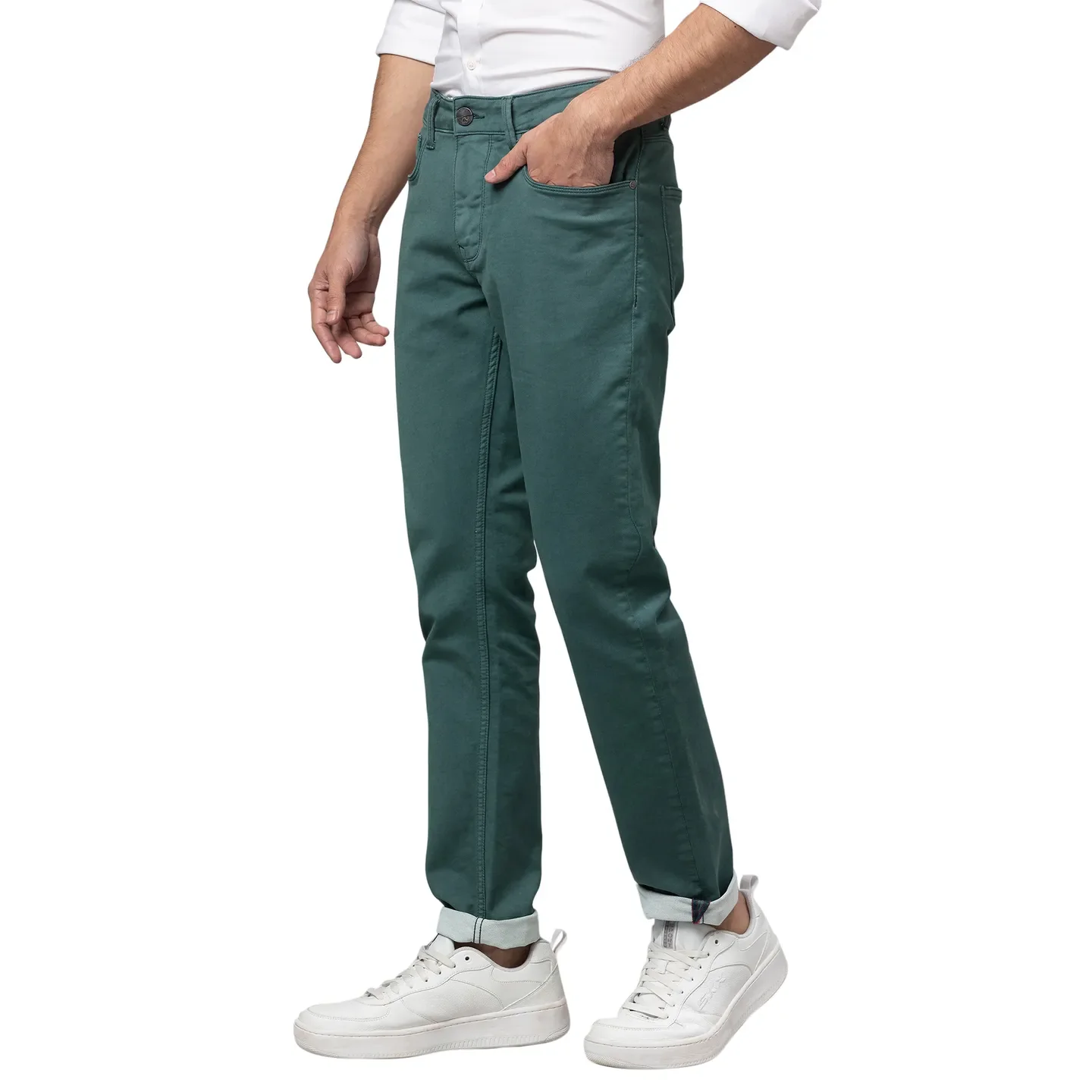 Green Slim Straight Fit Men's Denims by Being Human Clothing - Image 4