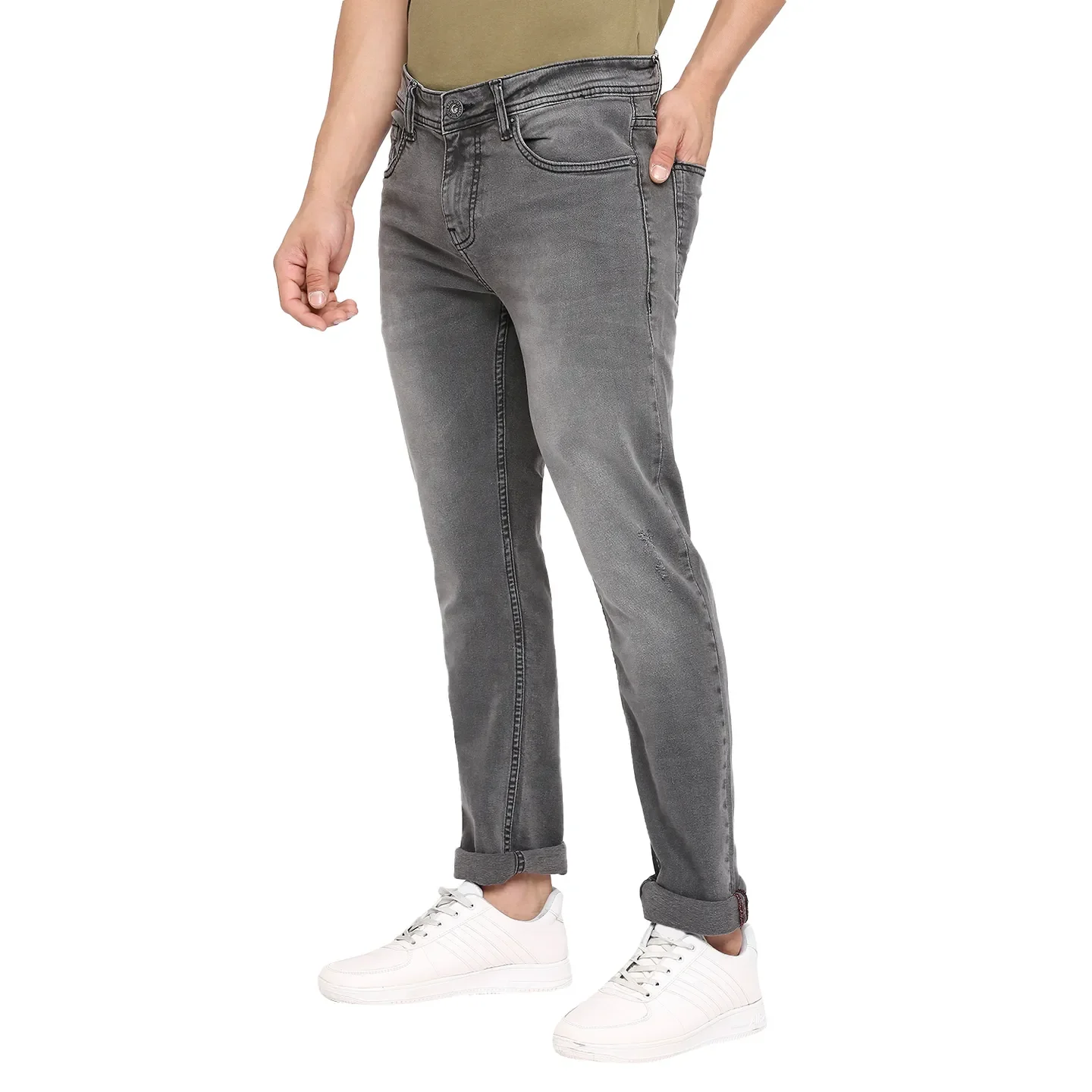 Grey Slim Straight Fit Men's Denims by Being Human Clothing - Image 2