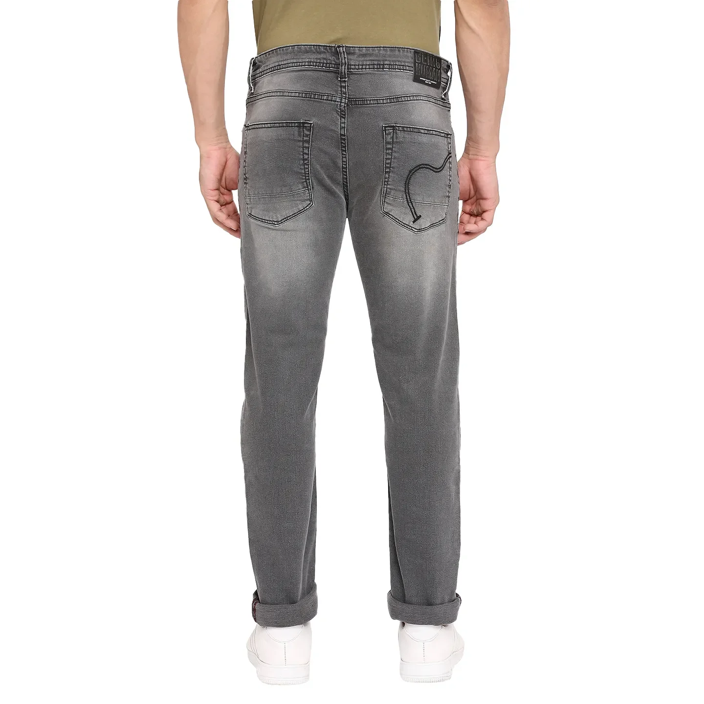 Grey Slim Straight Fit Men's Denims by Being Human Clothing - Image 4