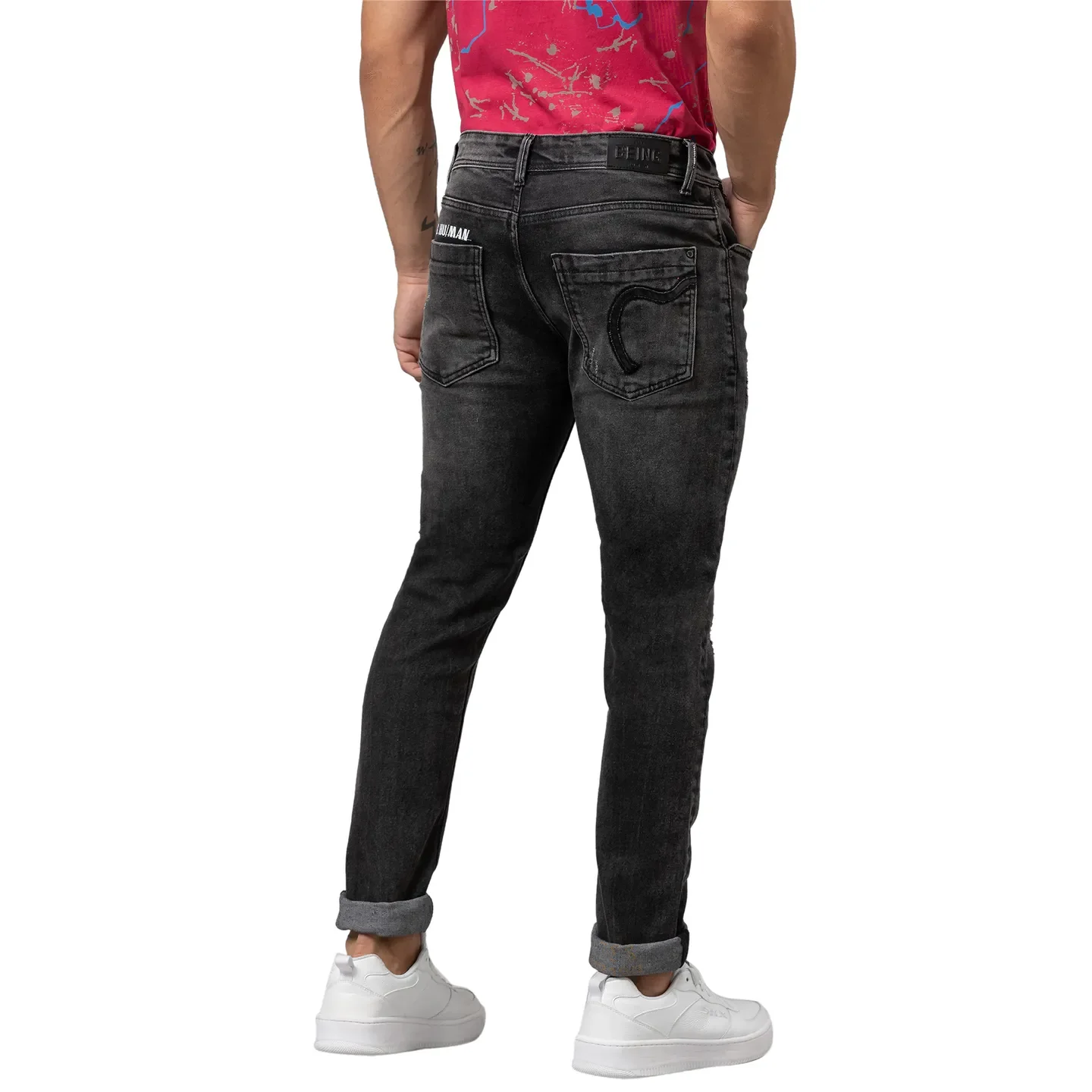 Grey Slim Straight Fit Men's Denims by Being Human Clothing - Image 3