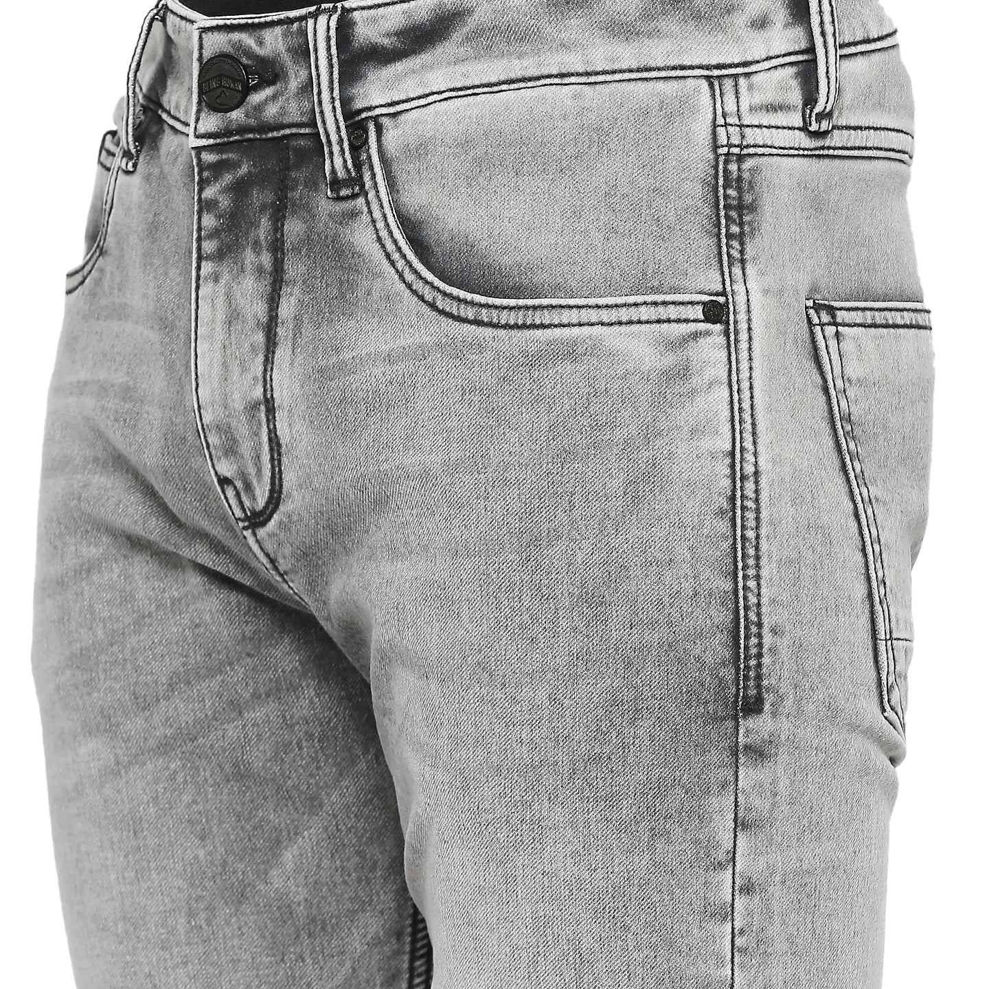 Grey Slim Fit Denims For Men By Being Human Clothing - Image 5