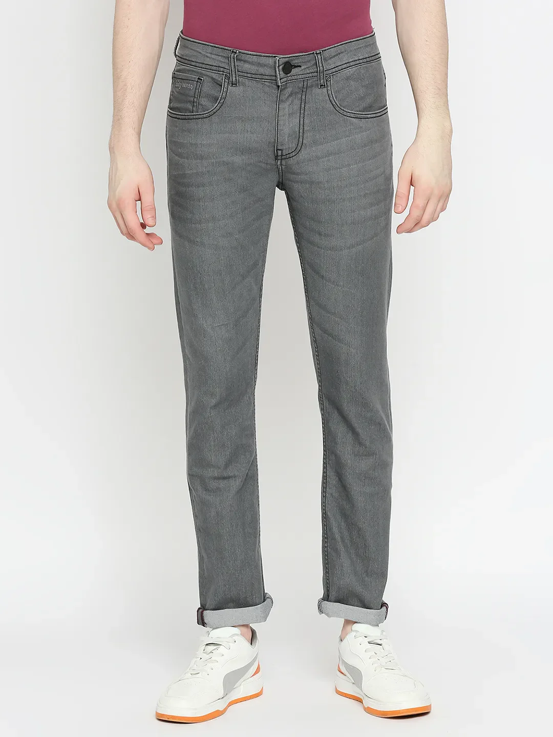 Grey Slim Straight Fit Men's Denims by Being Human Clothing