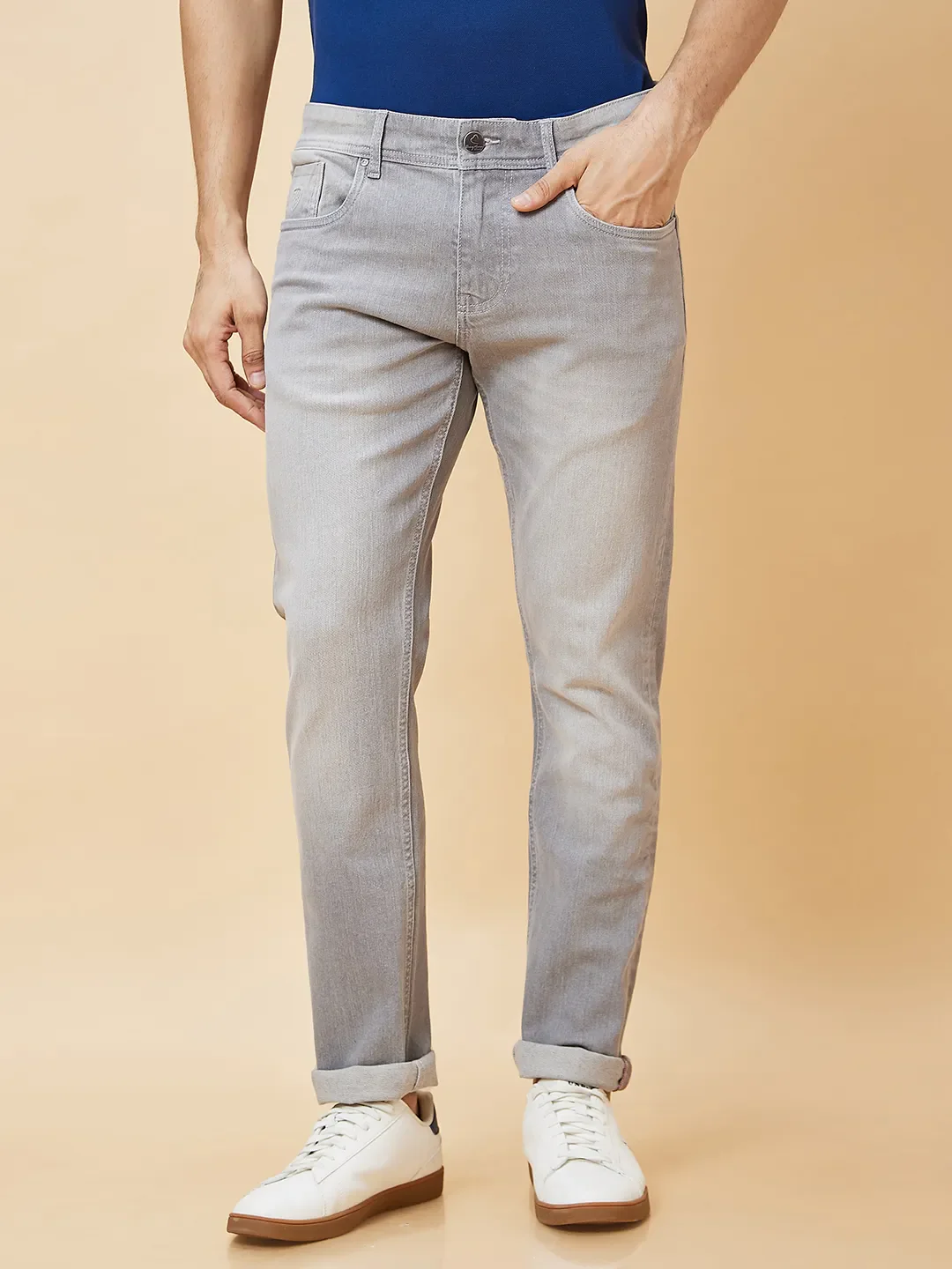 Grey Slim Straight Fit Men's Denims by Being Human Clothing