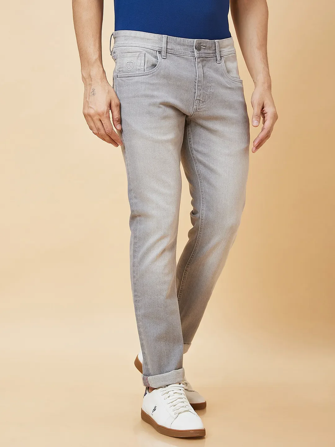 Grey Slim Straight Fit Men's Denims by Being Human Clothing - Image 3