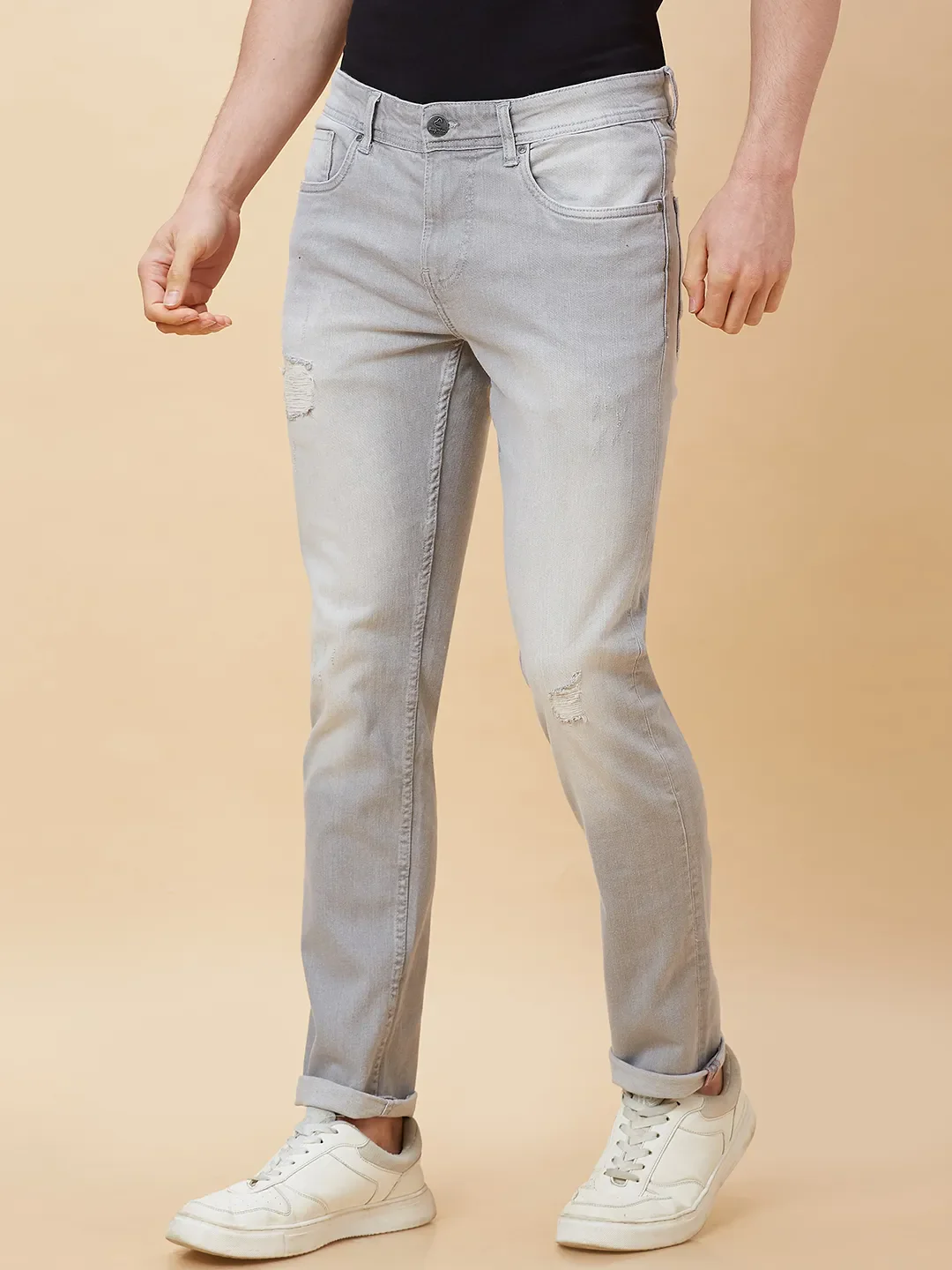 Grey Slim Straight Fit Men's Denims by Being Human Clothing - Image 4