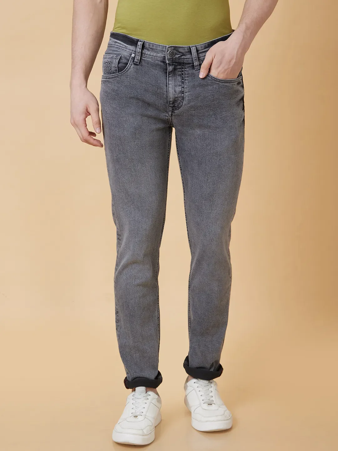 Grey Slim Straight Fit Men's Denims by Being Human Clothing - Image 6
