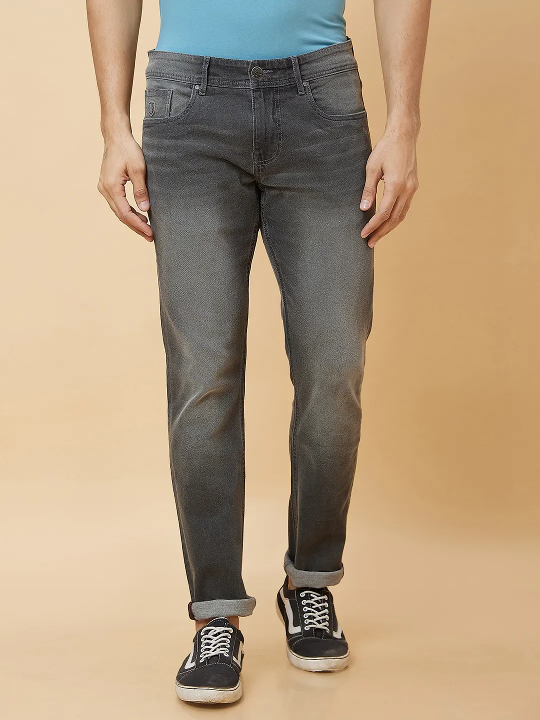 Grey Slim Straight Fit Men's Denims by Being Human Clothing