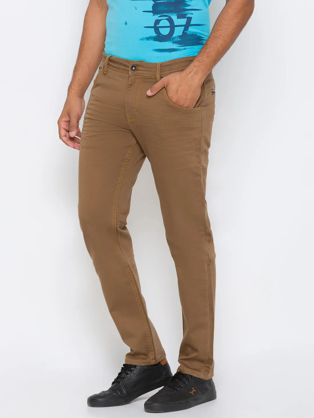 Khaki Slim Fit Denims For Men By Being Human Clothing - Image 2