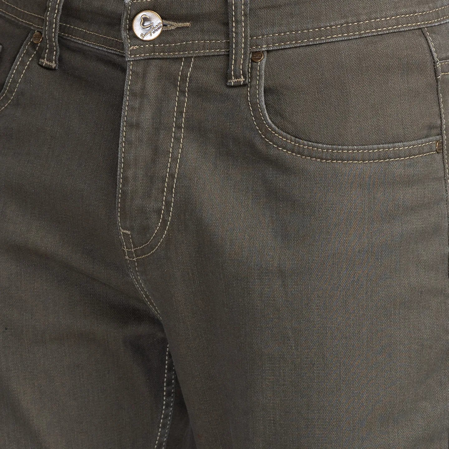 Khaki Slim Straight Fit Men's Denims by Being Human Clothing - Image 5