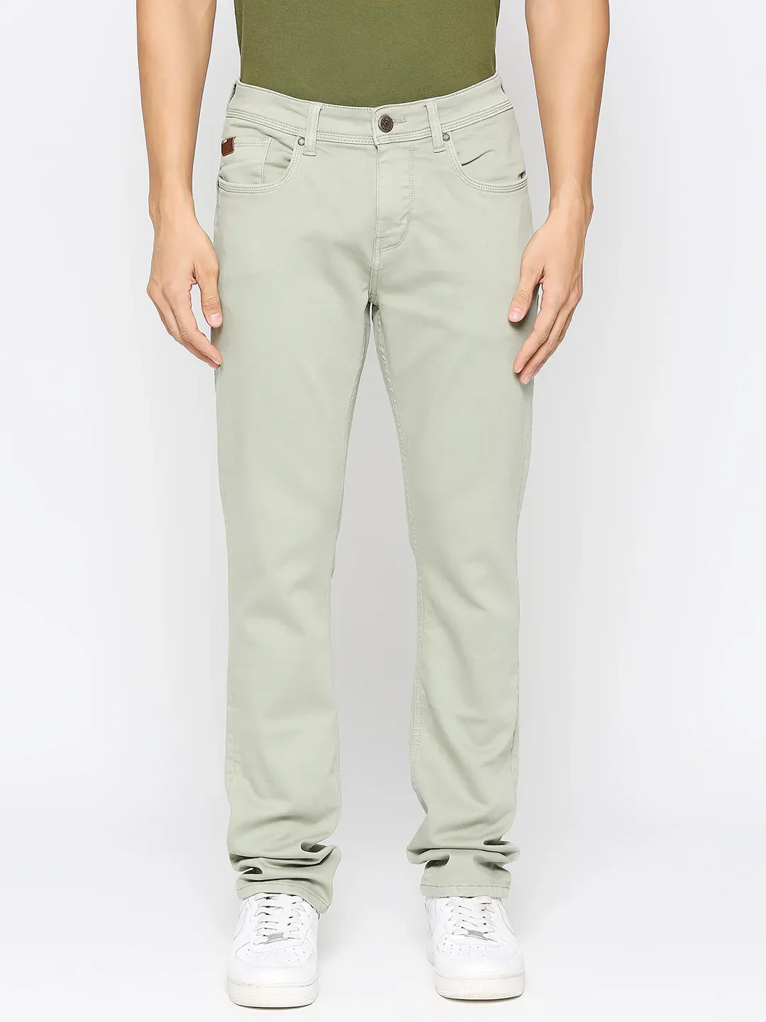Olive Slim Straight Fit Men's Denims by Being Human Clothing