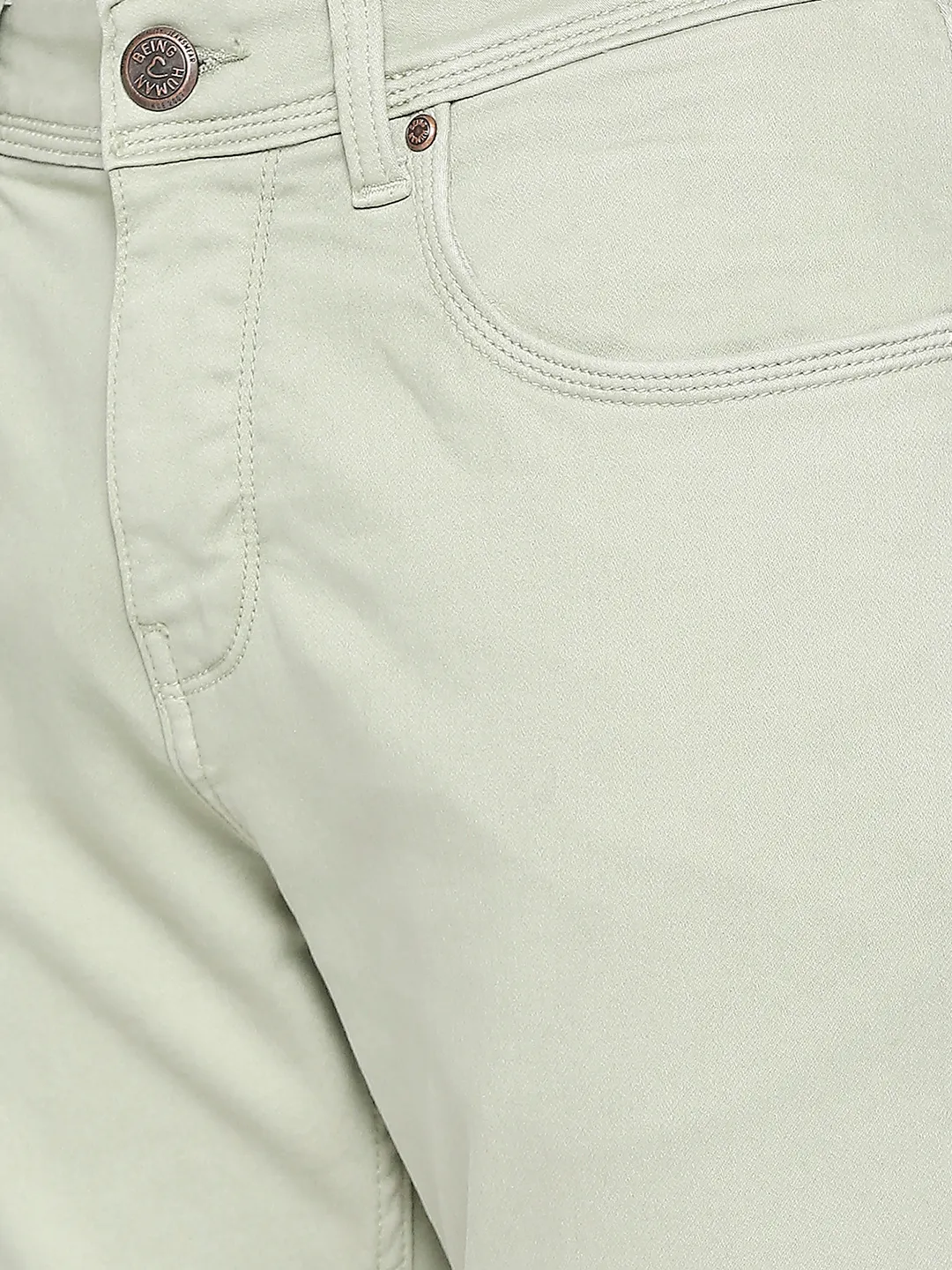 Olive Slim Straight Fit Men's Denims by Being Human Clothing - Image 5