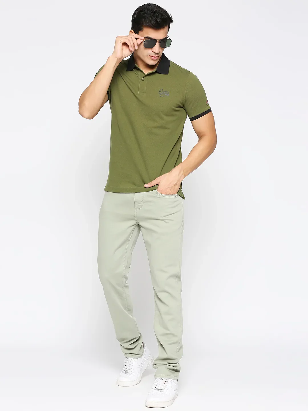 Olive Slim Straight Fit Men's Denims by Being Human Clothing - Image 6
