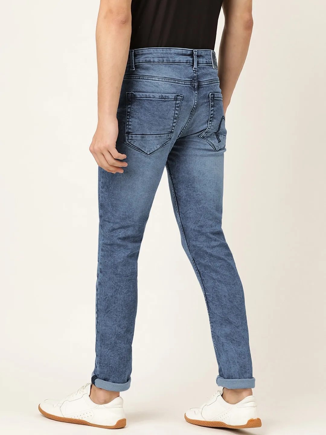 Blue Slim Straight Fit Men's Denims by Being Human Clothing - Image 3