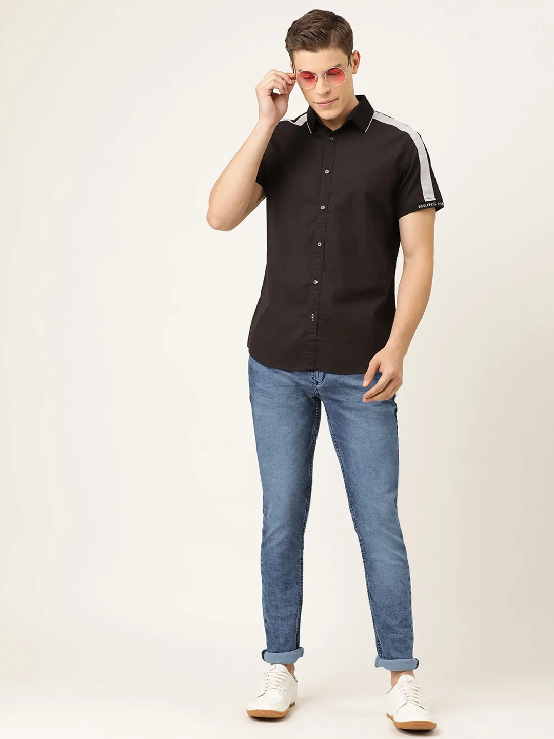 Blue Slim Straight Fit Men's Denims by Being Human Clothing - Image 5