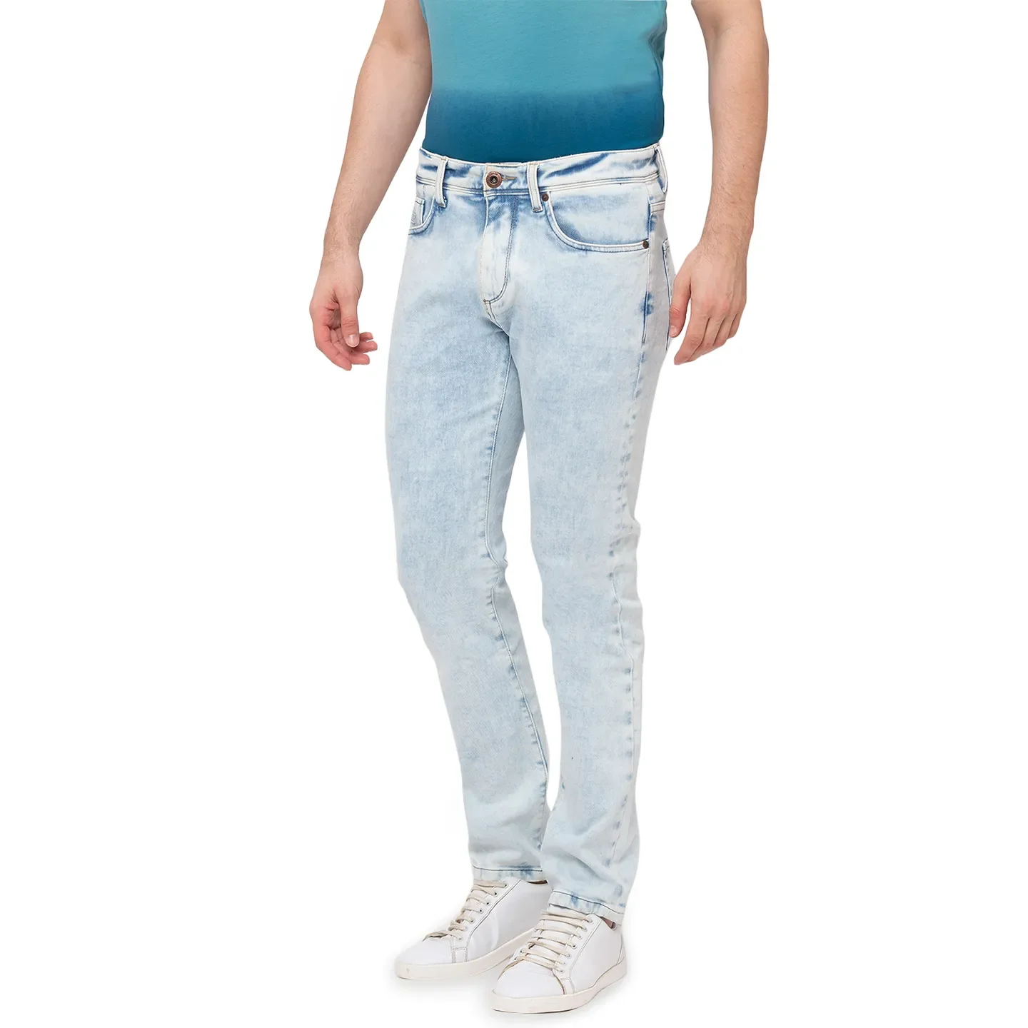 Blue Slim Straight Fit Men's Denims by Being Human Clothing - Image 5