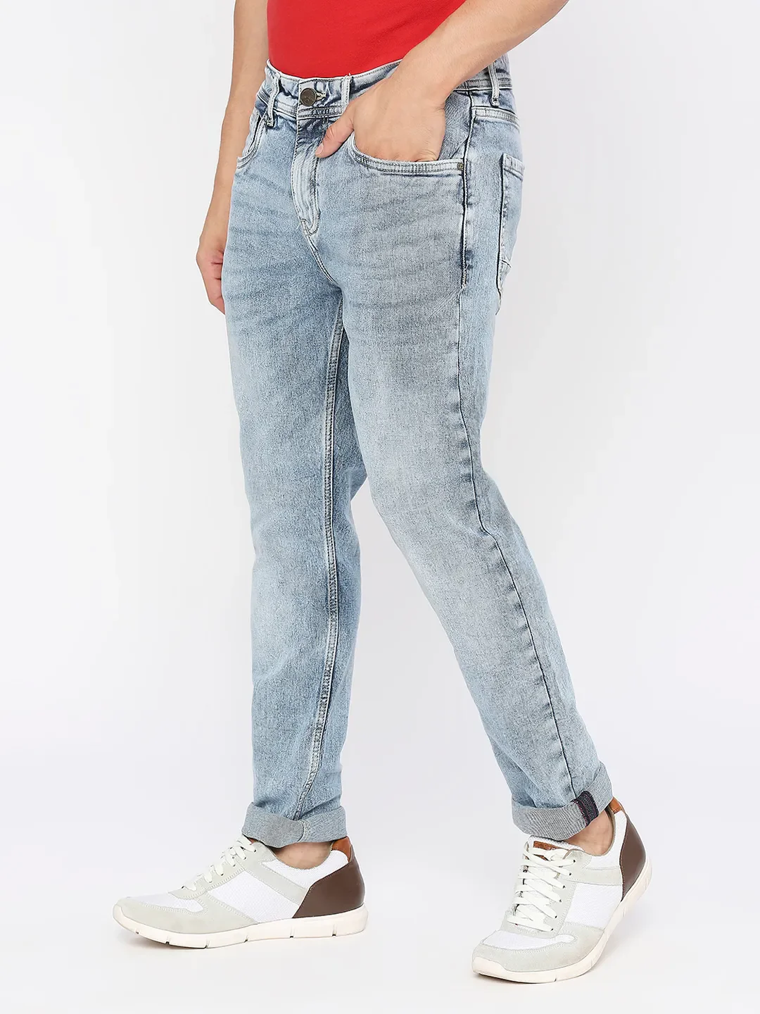 Blue Slim Straight Fit Men's Denims by Being Human Clothing - Image 2
