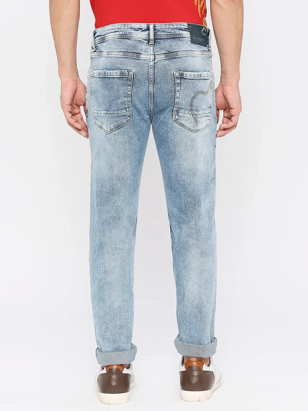 Blue Slim Straight Fit Men's Denims by Being Human Clothing - Image 4