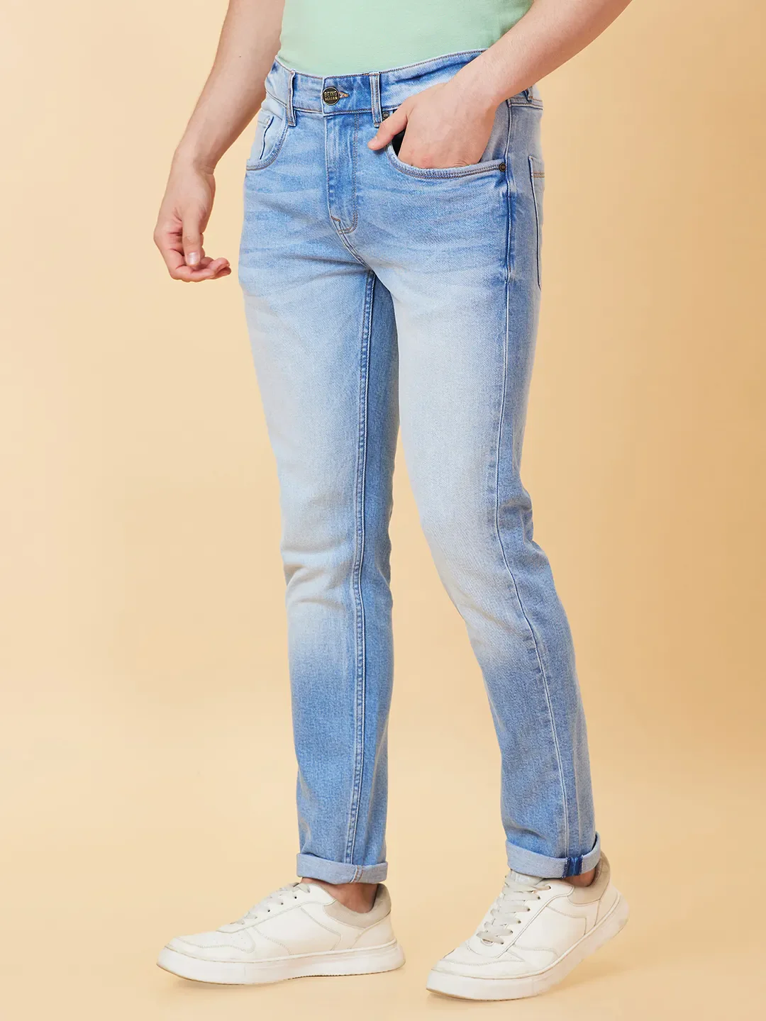 Blue Slim Fit Men's Denims by Being Human Clothing - Image 3