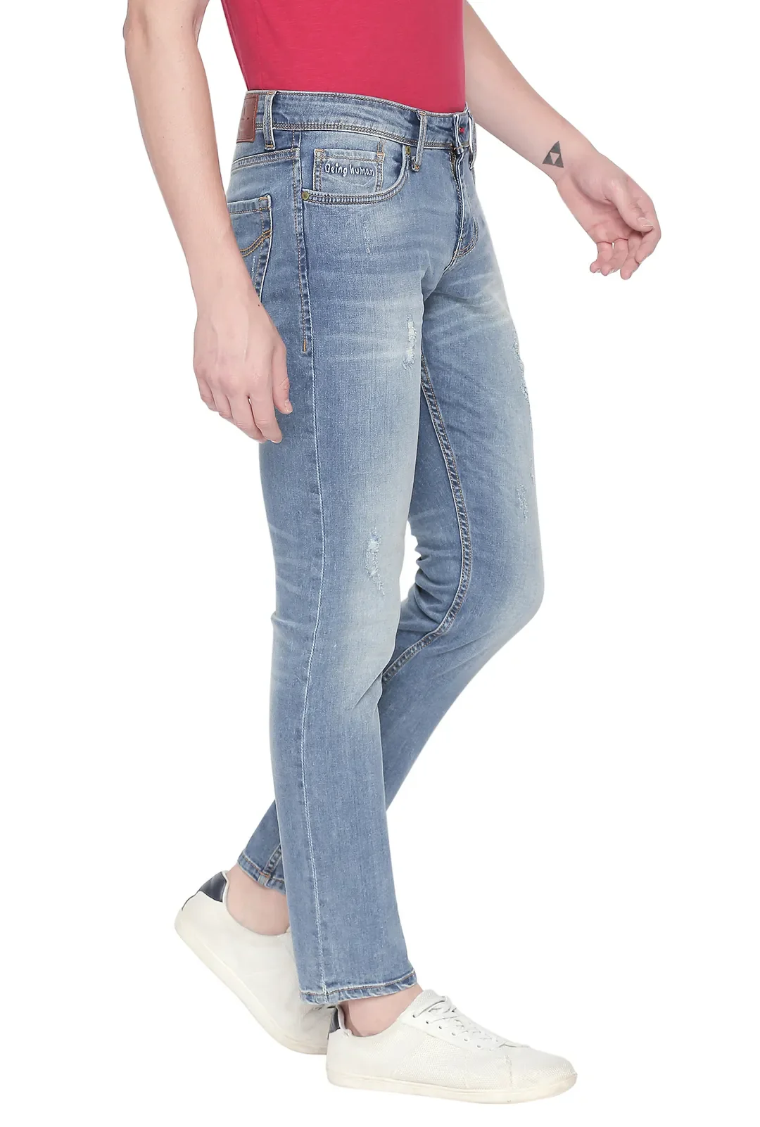 Blue Slim Straight Fit Men's Denims by Being Human Clothing - Image 2