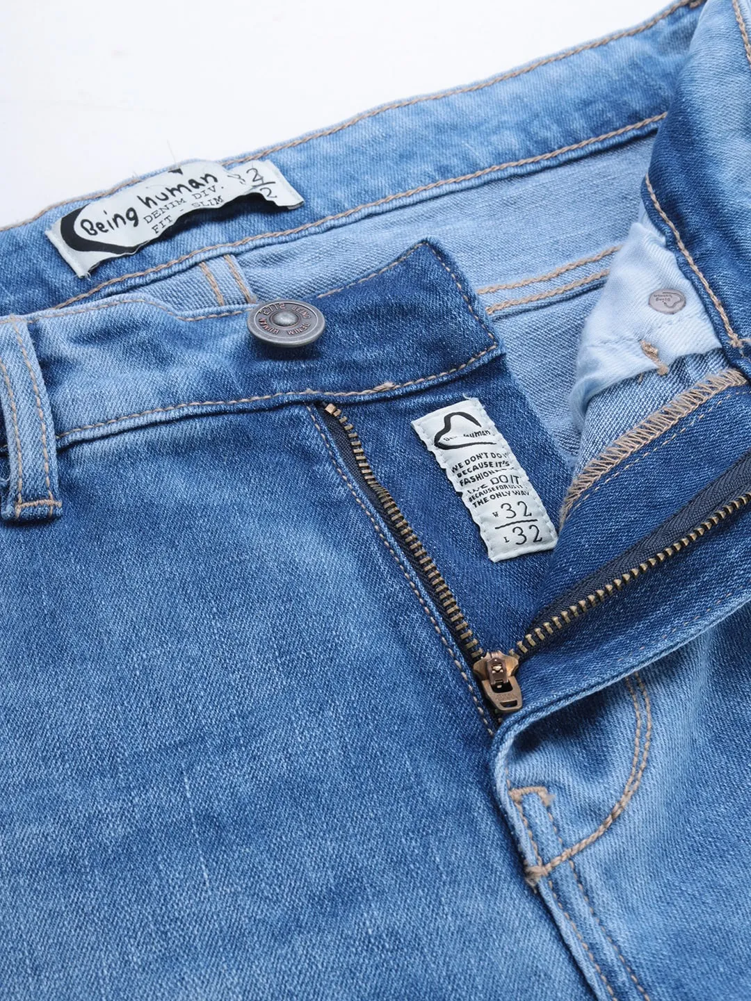 Blue Slim Straight Fit Men's Denims by Being Human Clothing - Image 5