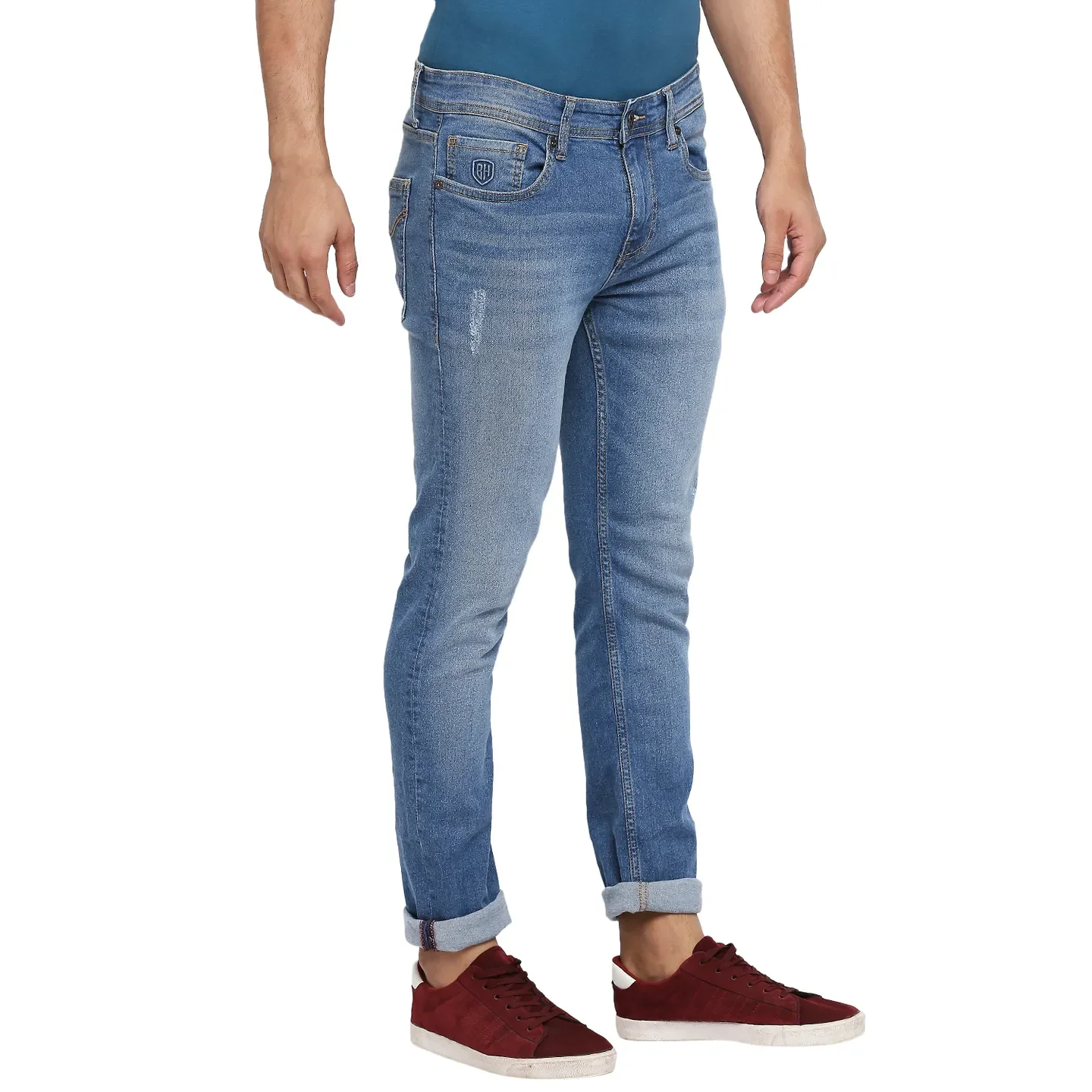 Blue Slim Straight Fit Men's Denims by Being Human Clothing - Image 3