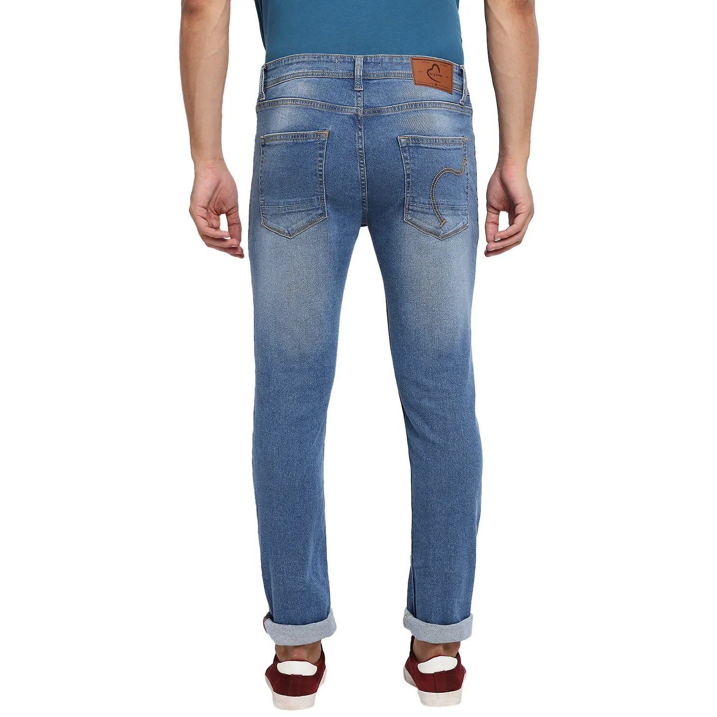 Blue Slim Straight Fit Men's Denims by Being Human Clothing - Image 4