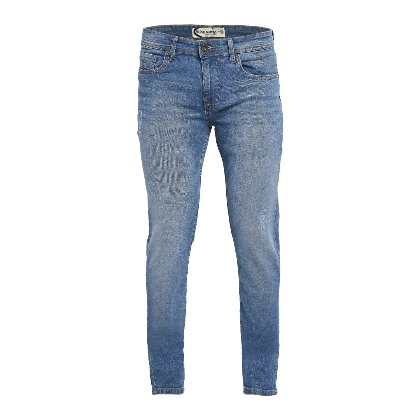 Blue Slim Straight Fit Men's Denims by Being Human Clothing - Image 7