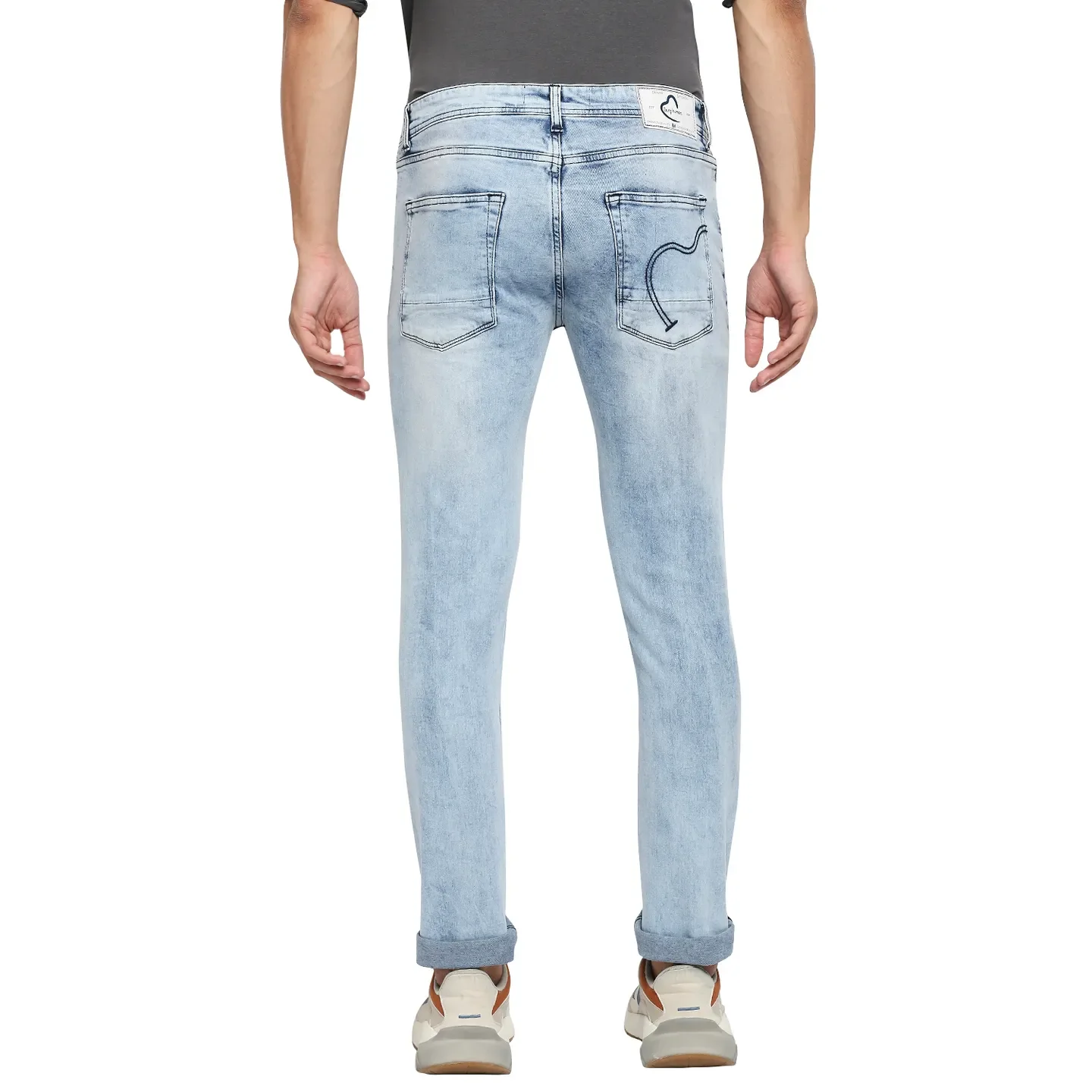 Blue Slim Straight Fit Men's Denims by Being Human Clothing - Image 4