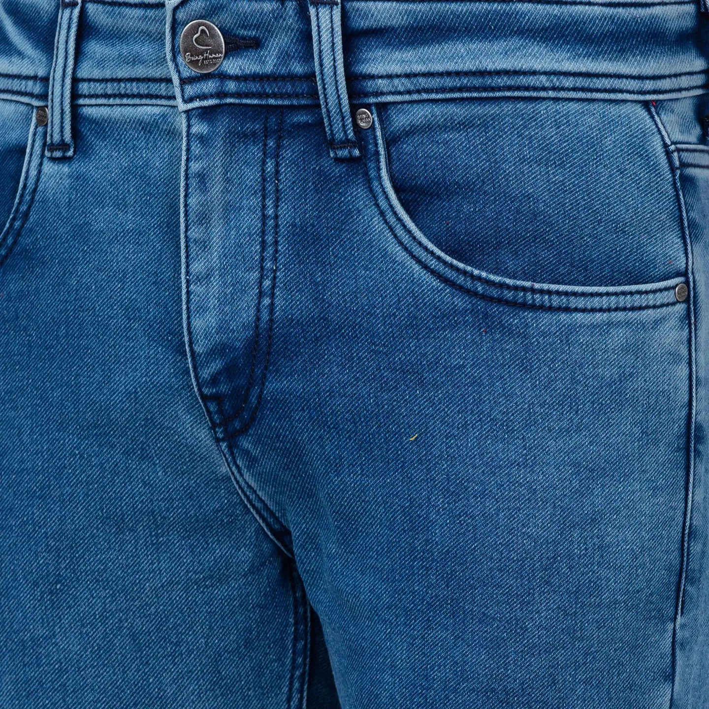 Blue Slim Straight Fit Men's Denims by Being Human Clothing - Image 5