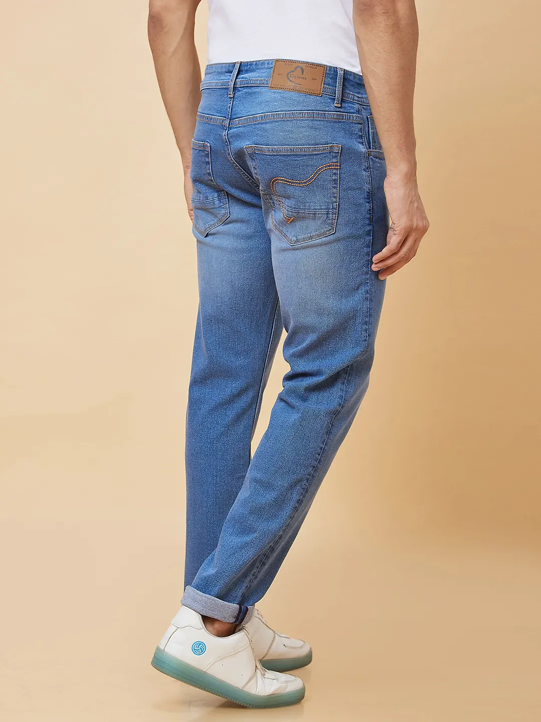 Blue Slim Straight Fit Men's Denims by Being Human Clothing - Image 4