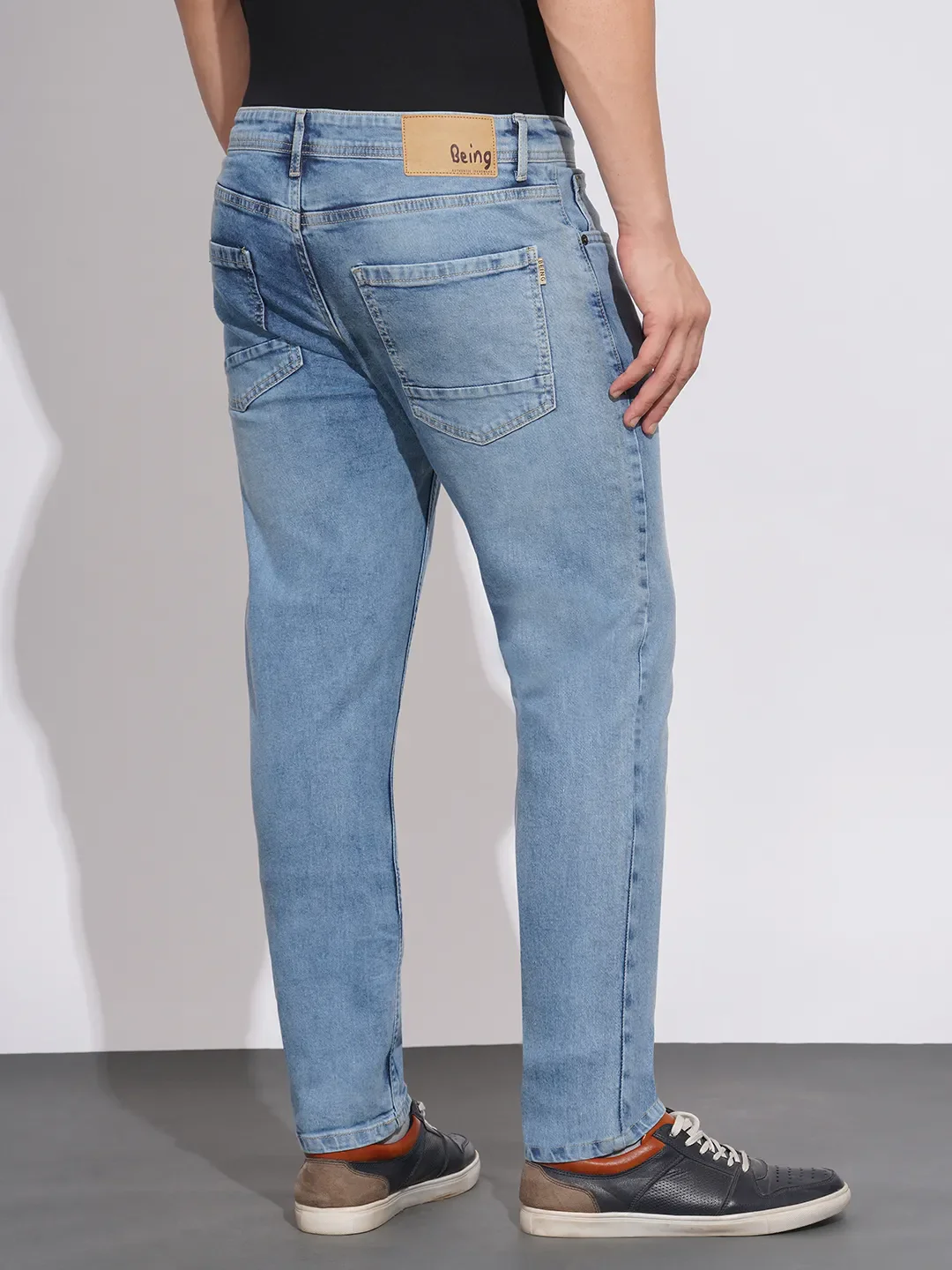 Blue Slim Straight Fit Men's Denims by Being Human Clothing - Image 3