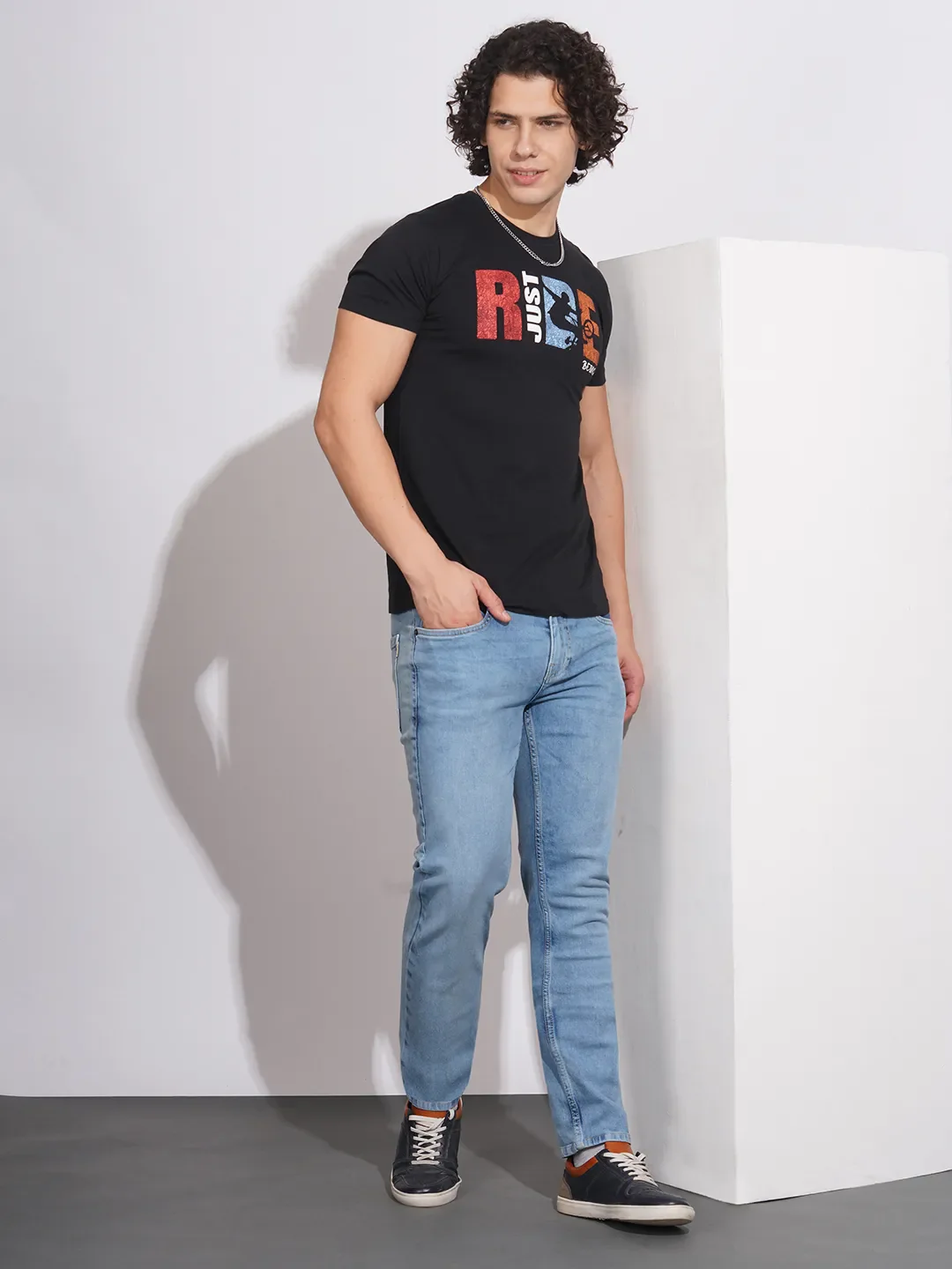 Blue Slim Straight Fit Men's Denims by Being Human Clothing - Image 4