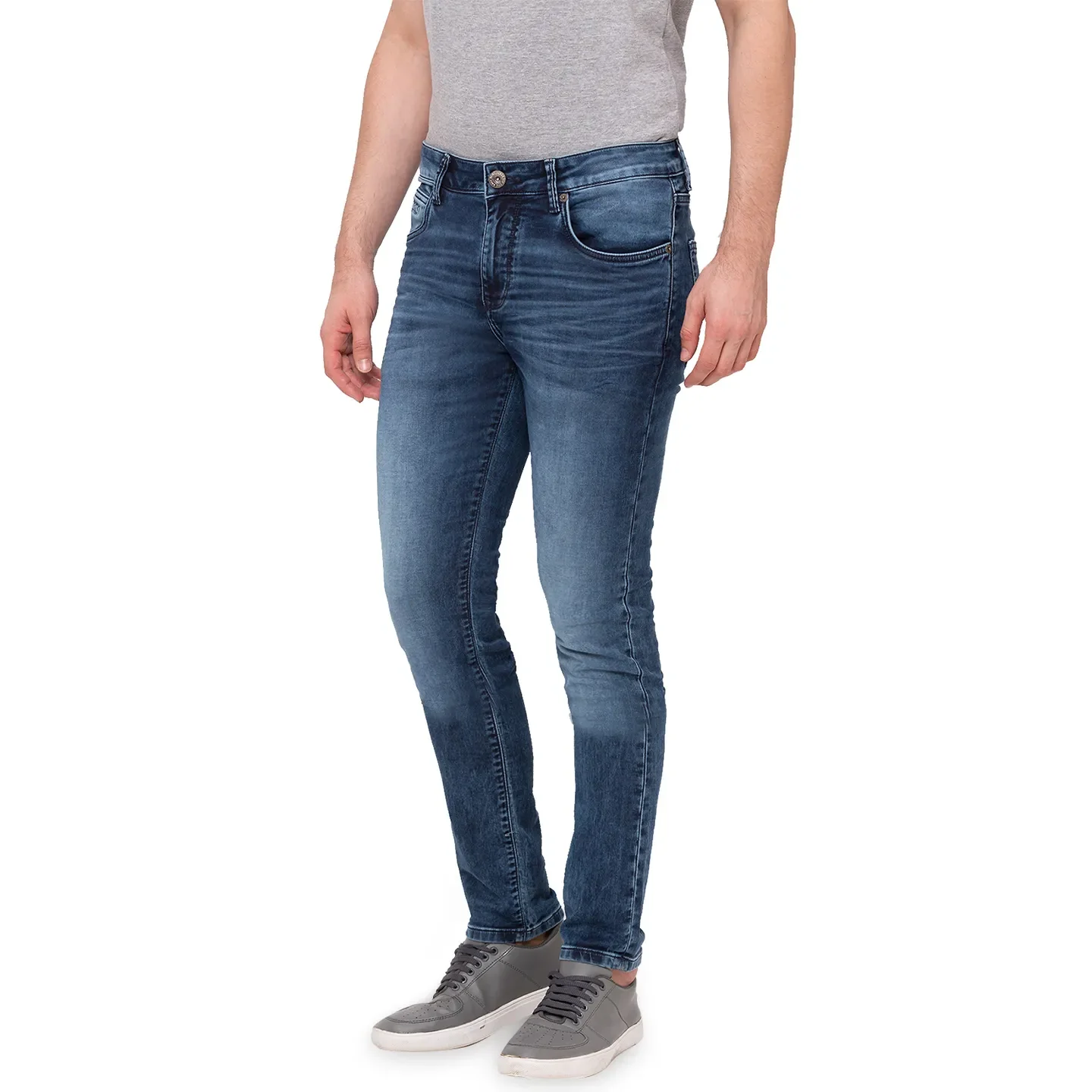 Blue Slim Straight Fit Men's Denims by Being Human Clothing - Image 5