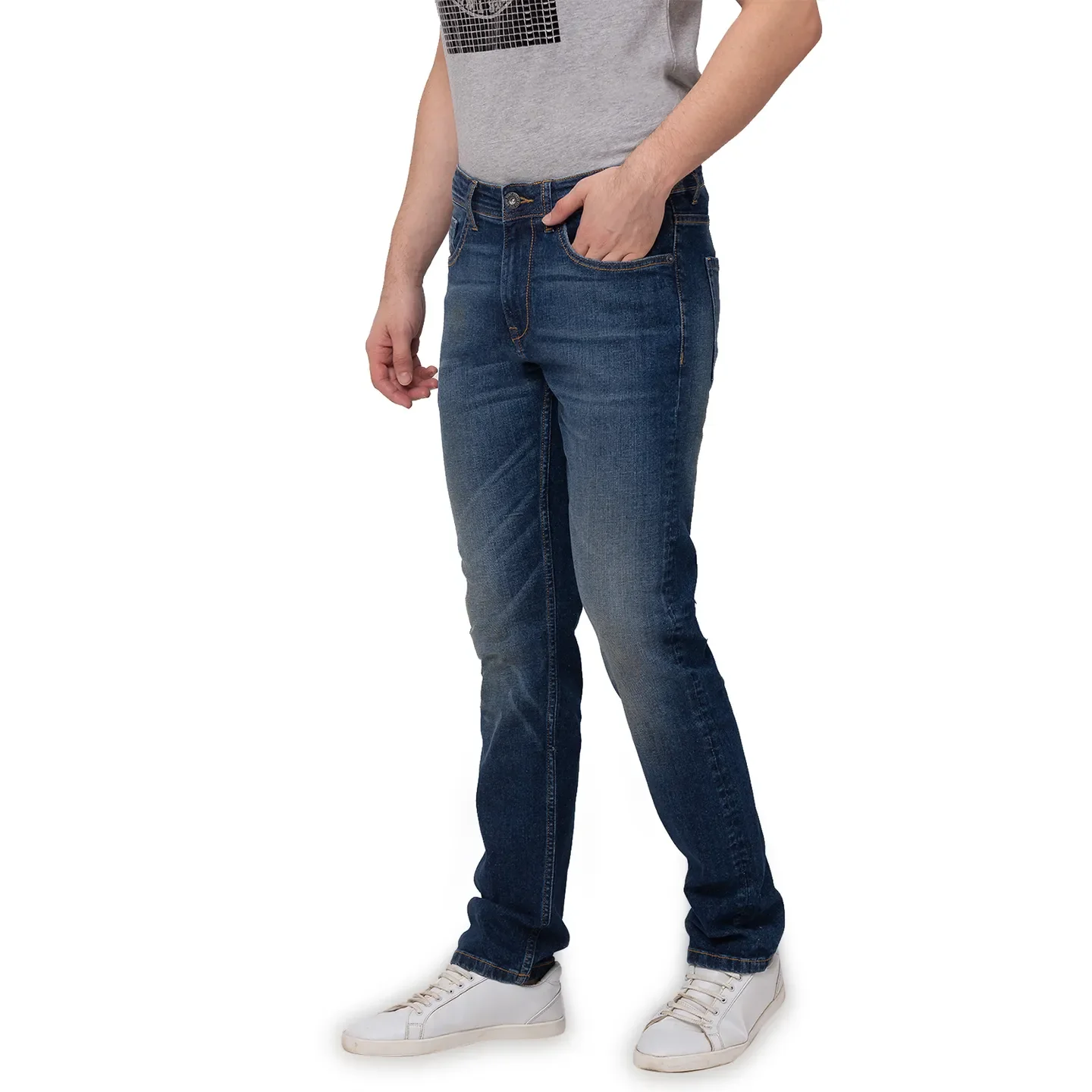 Blue Slim Straight Fit Men's Denims by Being Human Clothing - Image 2