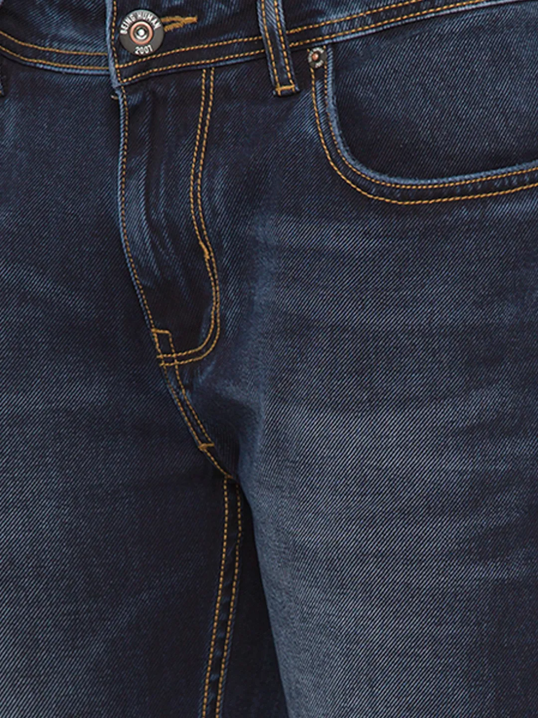 Blue Slim Straight Fit Men's Denims by Being Human Clothing - Image 4