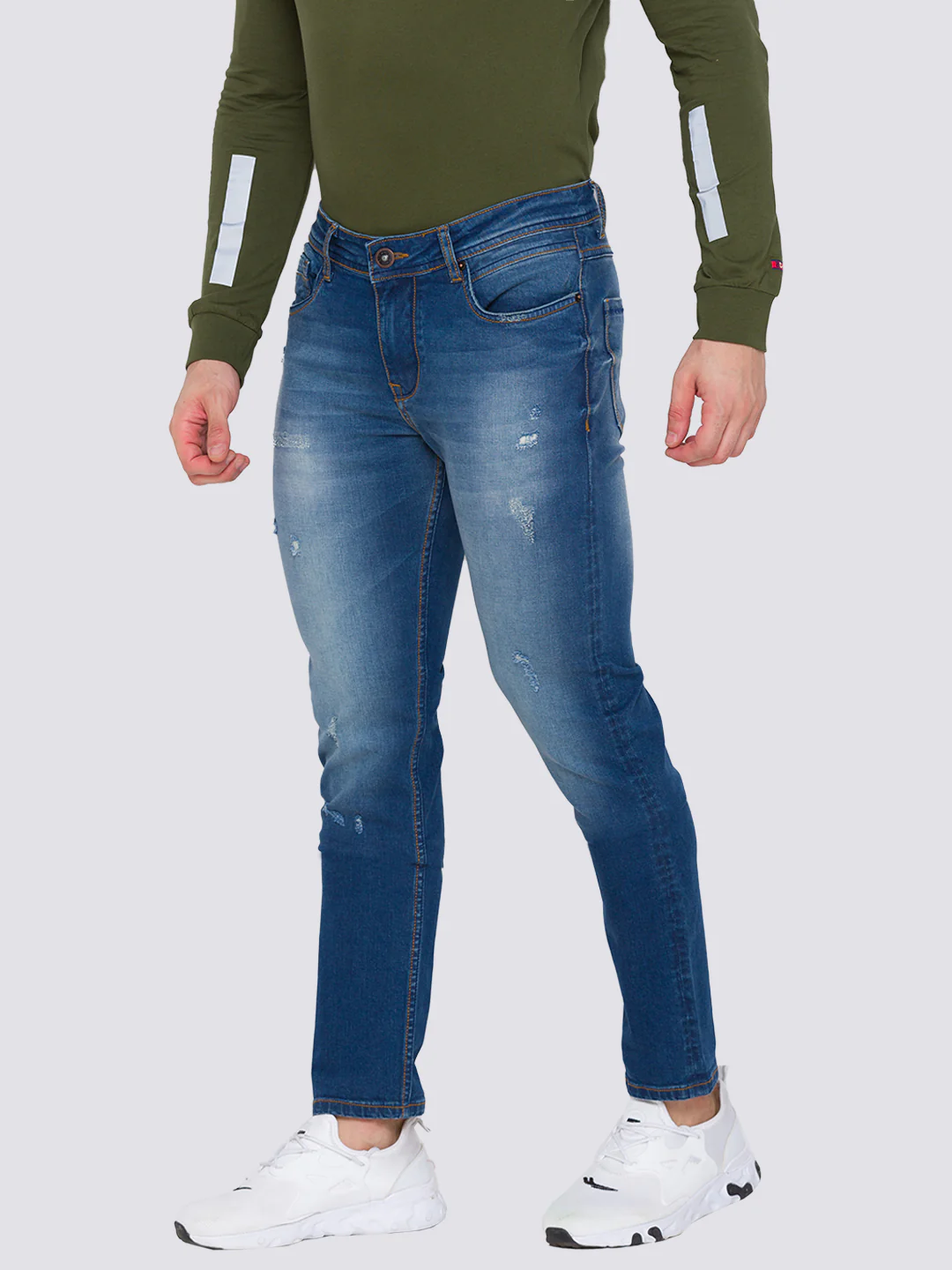 Blue Slim Straight Fit Men's Denims by Being Human Clothing - Image 2