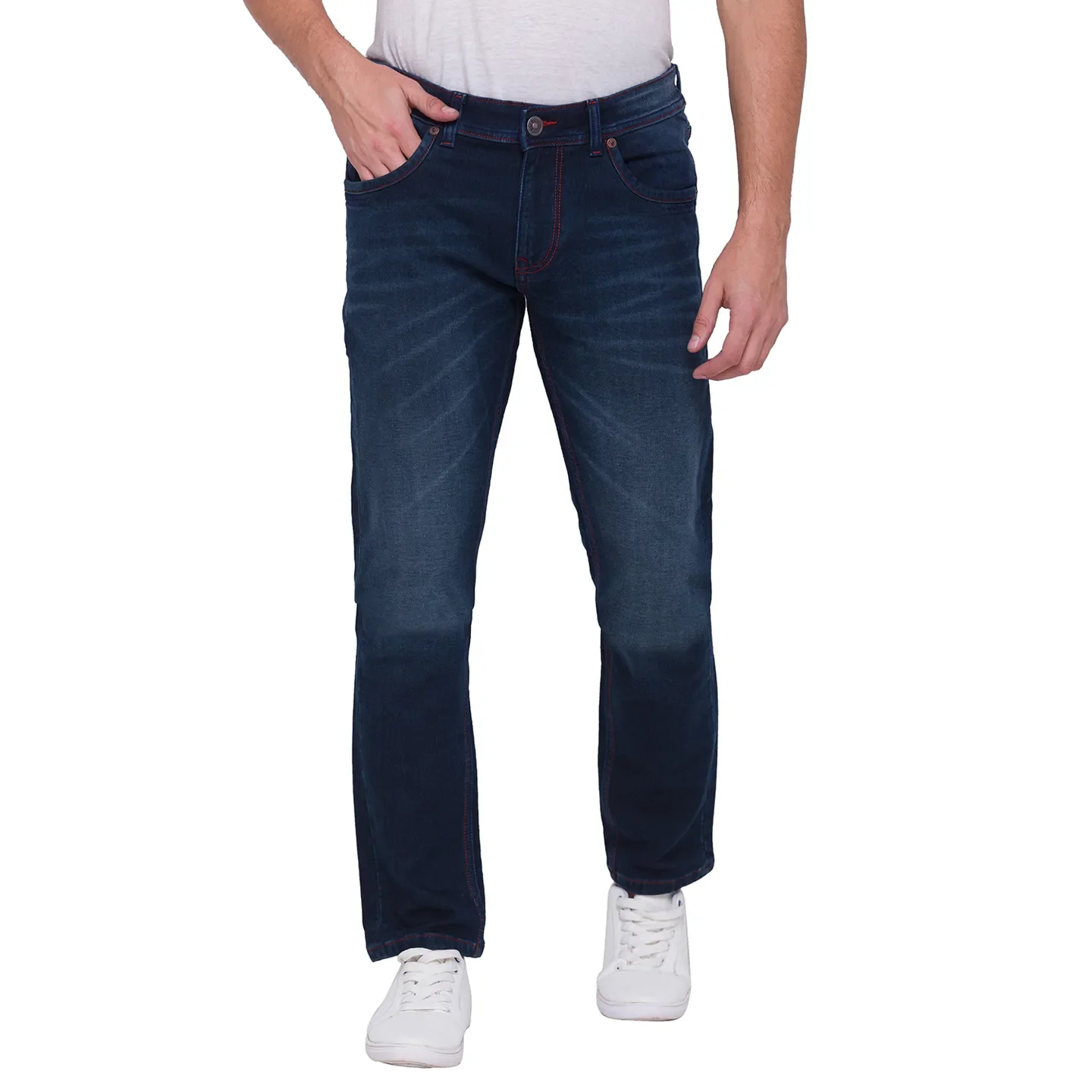 Blue Slim Straight Fit Men's Denims by Being Human Clothing - Image 3