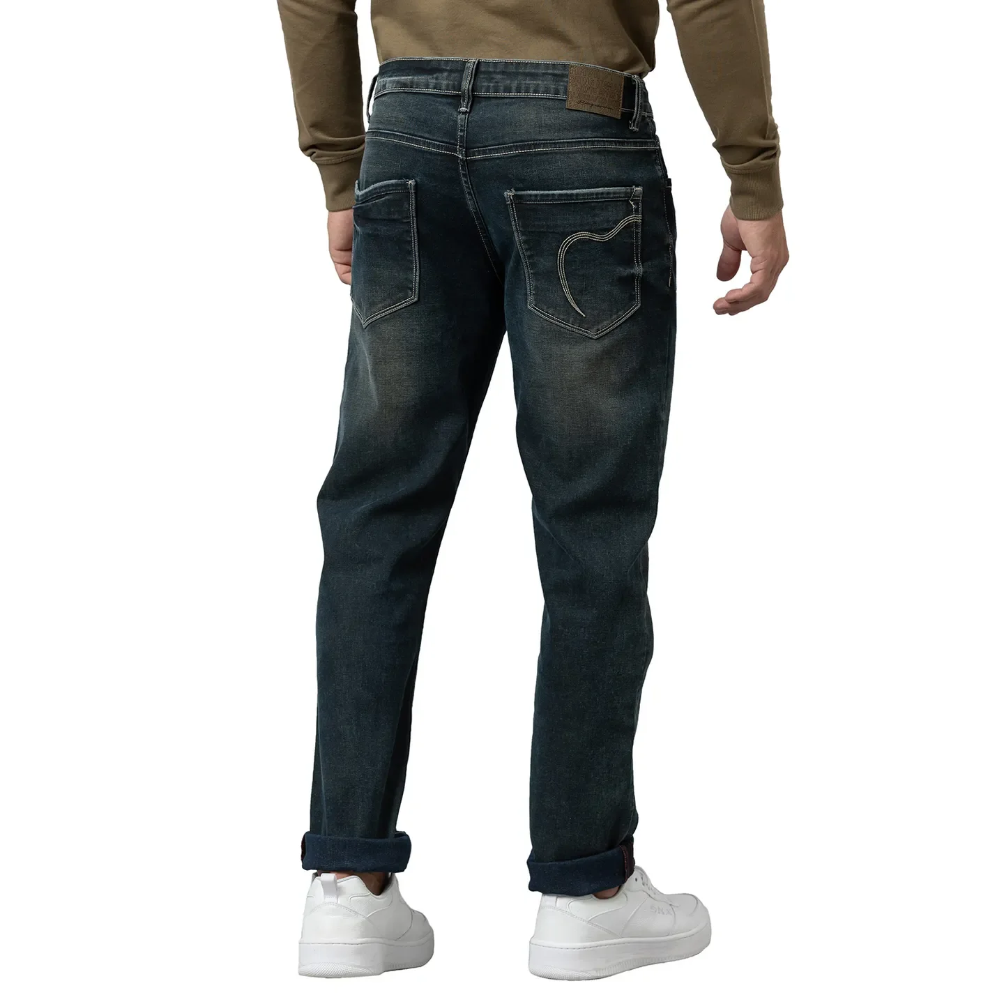 Blue Slim Straight Fit Men's Denims by Being Human Clothing - Image 3