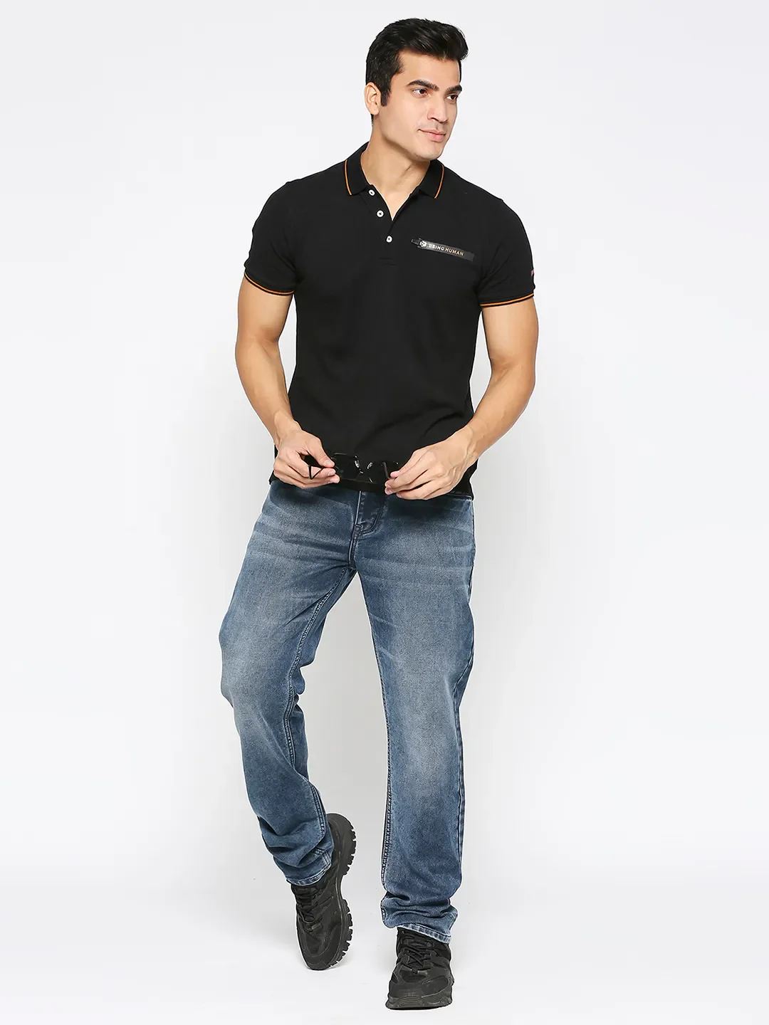 Blue Slim Straight Fit Men's Denims by Being Human Clothing - Image 6
